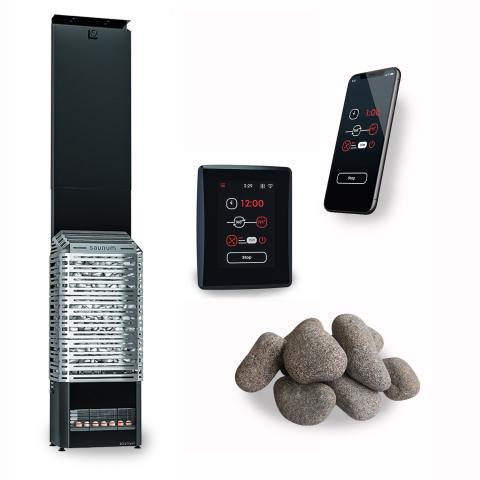 Saunum AIR 50 SSB WiFi Sauna Heater Package with digital control panel and stainless steel construction