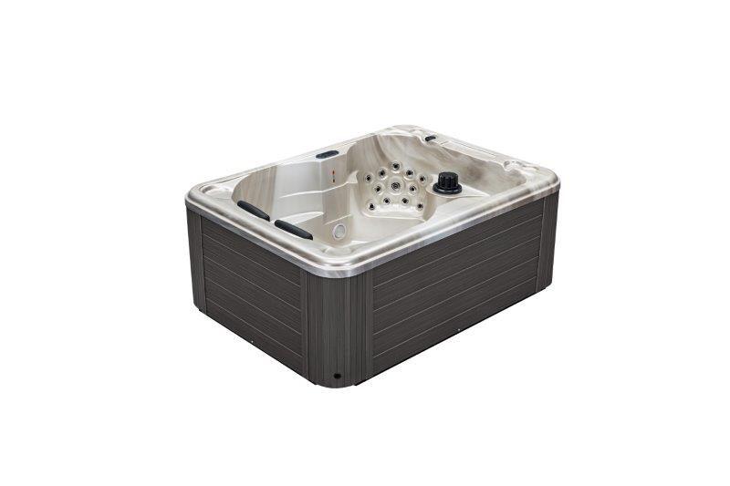Three person hot tub spa in cloud gray with 26 jets and ozonator