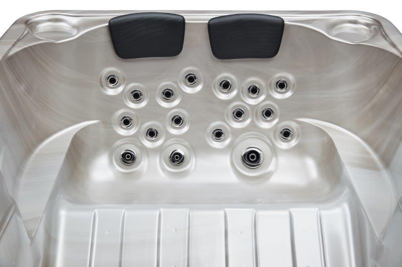 Large 3 person hot tub spa with 26 jets and lounger in cloud gray