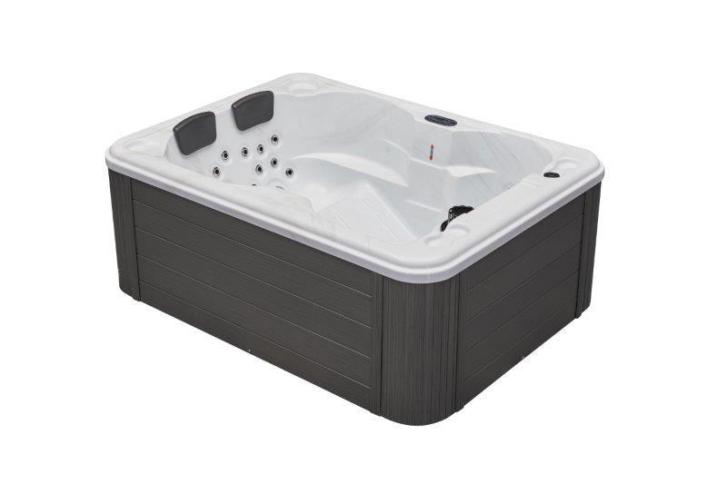 Cloud gray hot tub with lounger and built-in ozonator