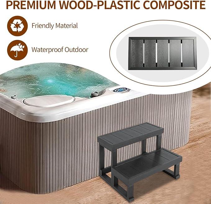High-quality, durable hot tub cover and steps designed to provide safety and protection for your hot tub