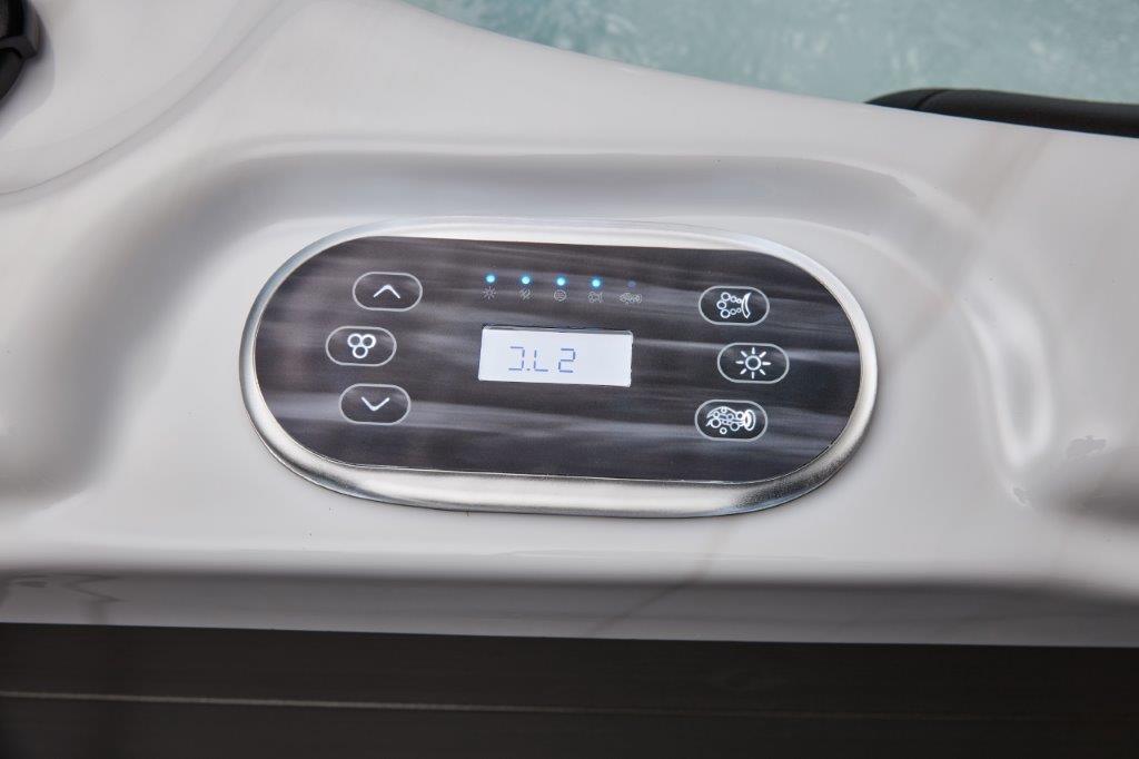 Relaxing in the luxurious Cashmere 2 Person Hot Tub Spa with 15 Jet Lounger LS-790