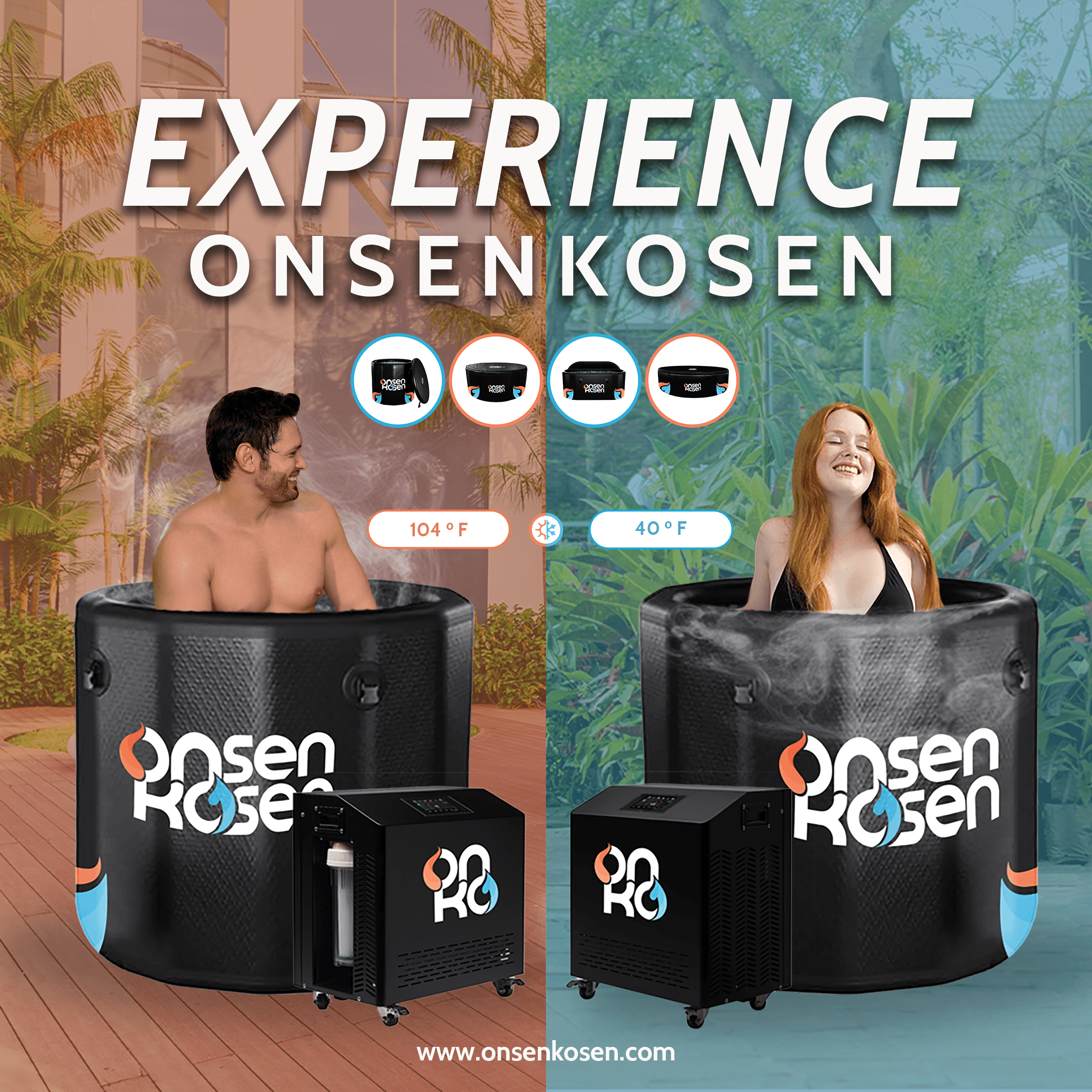 White OnsenKosen Atami 1 Person Therapy Tub with Spa Jets