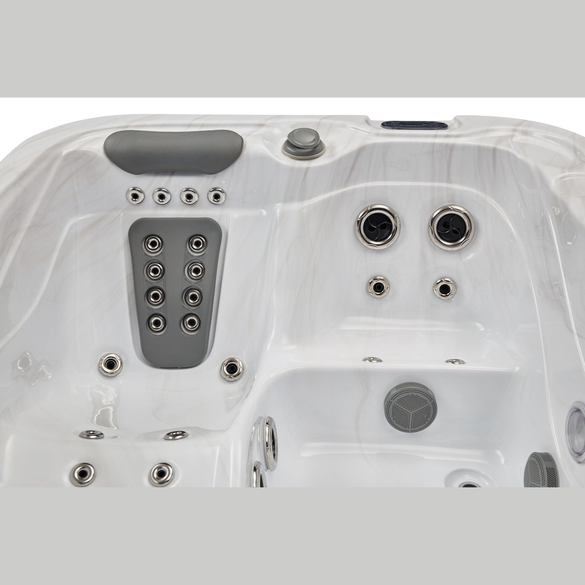 Relax in luxury with the Casey 3 Person Hot Tub Spa, featuring a 47 jet lounger and built-in Bluetooth for the ultimate spa experience