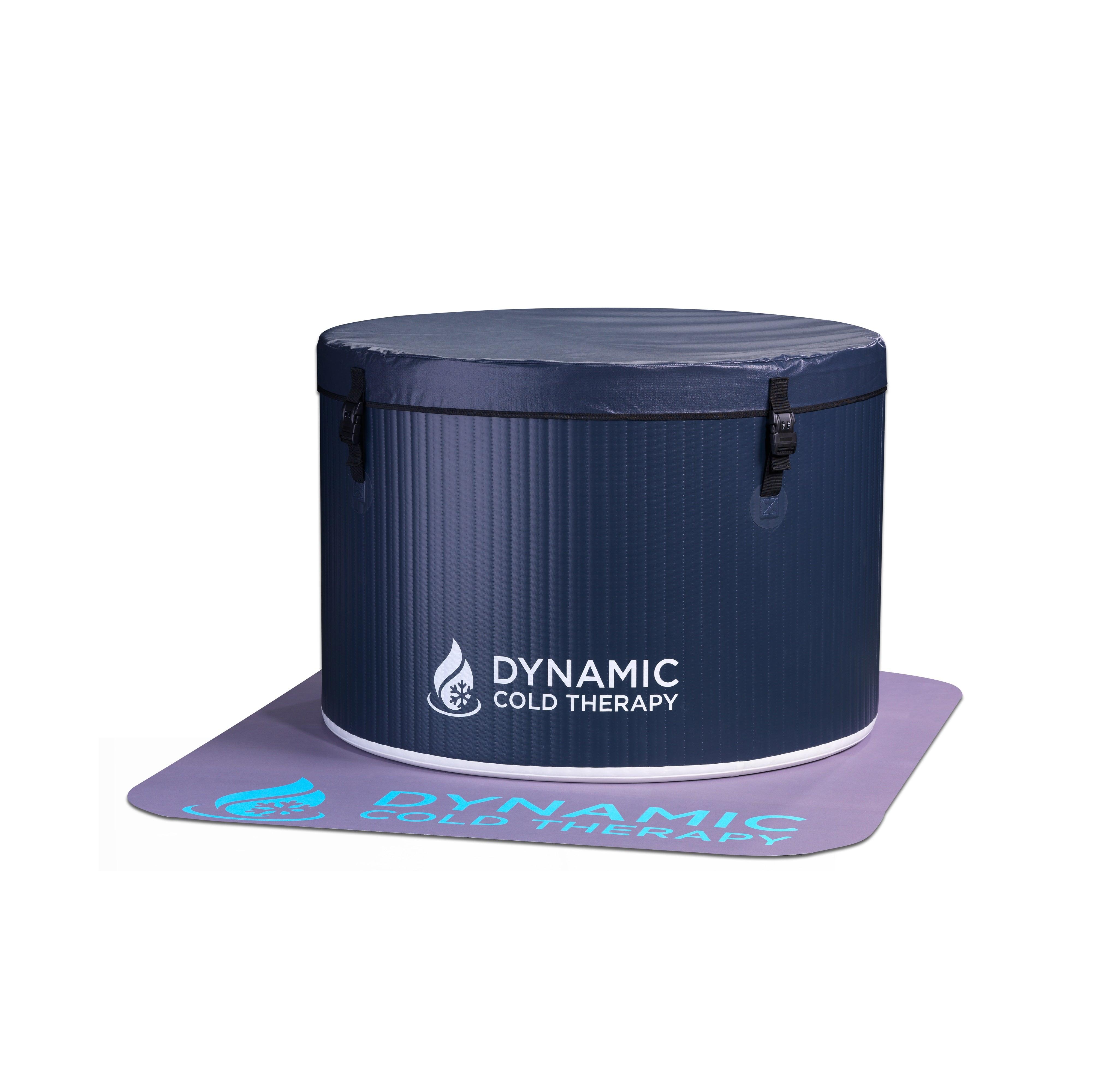 An outdoor round inflatable cold plunge ice bath by DCT