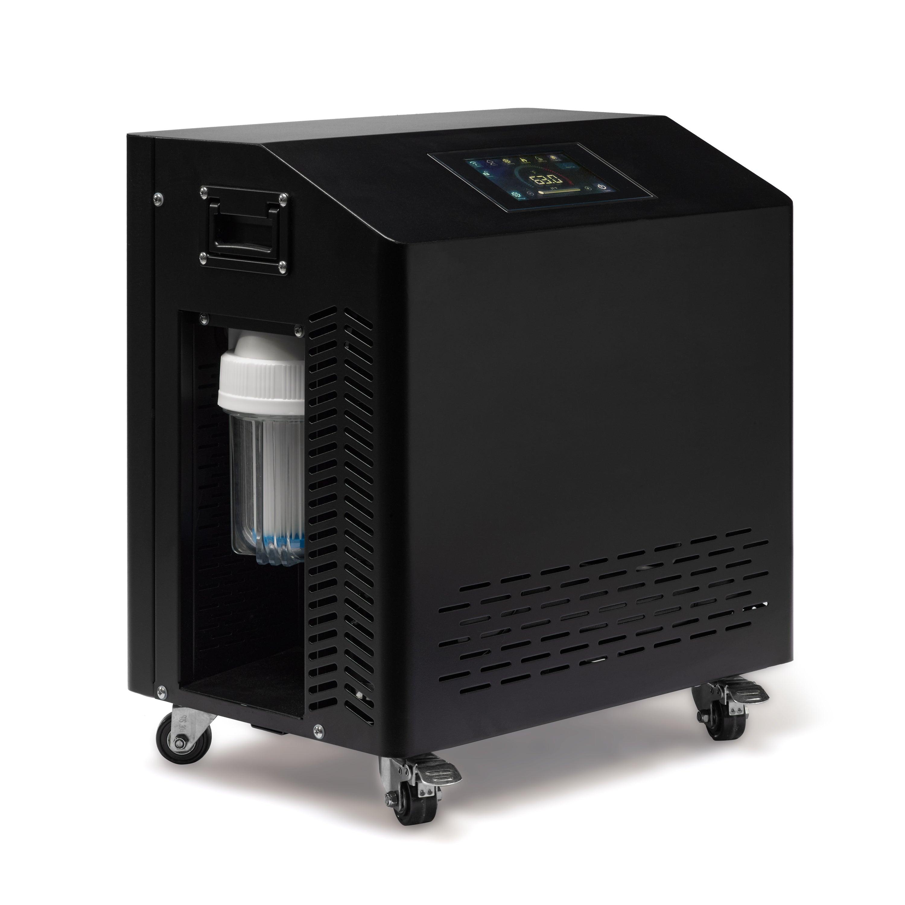 DCT Chiller 06 HP Cold/Heat System with WIFI APP - Side angle view of the chiller showing the compact design