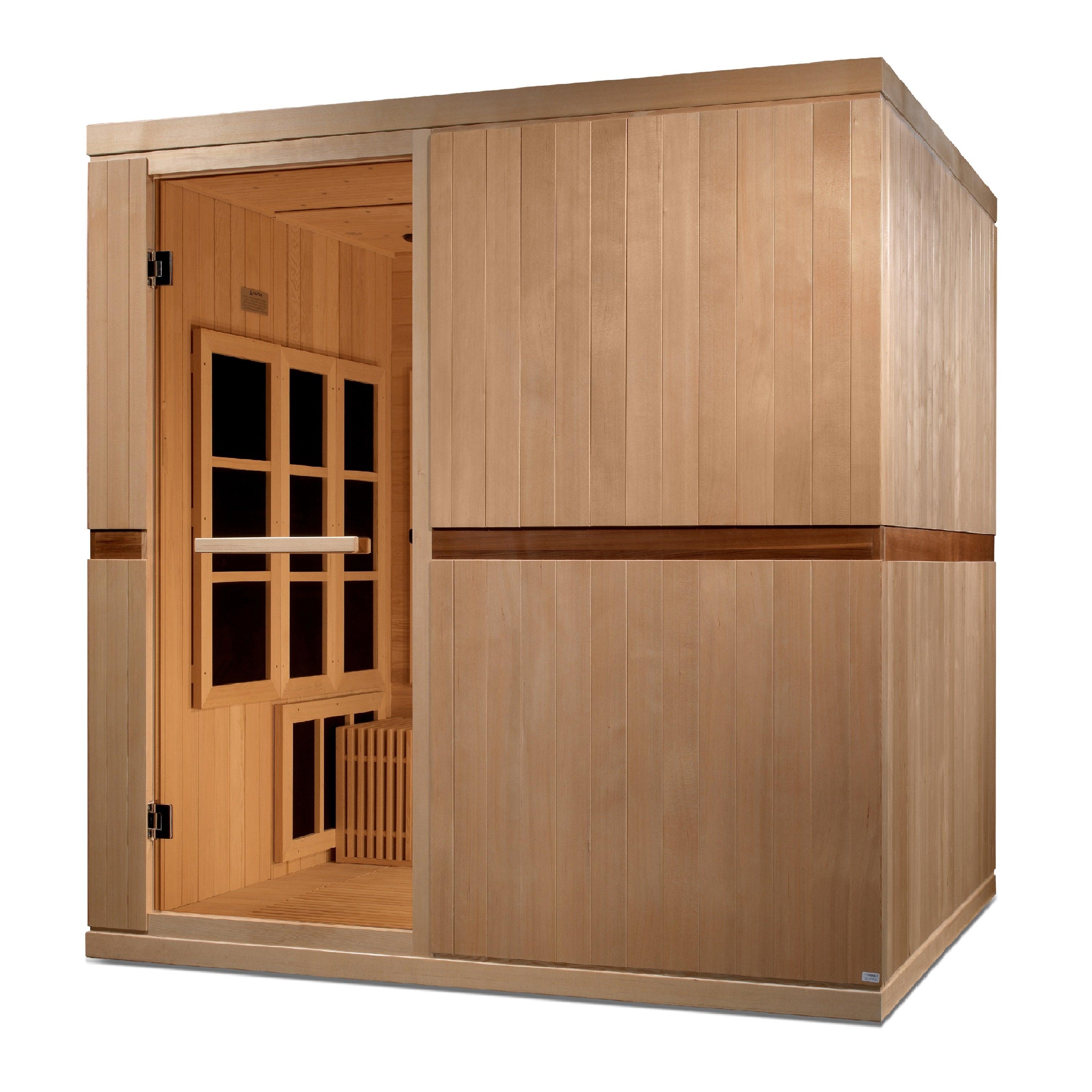 Golden Designs Catalonia 8-person indoor near zero EMF FAR infrared sauna GDI-6880-02 with comfortable seating and advanced low EMF technology