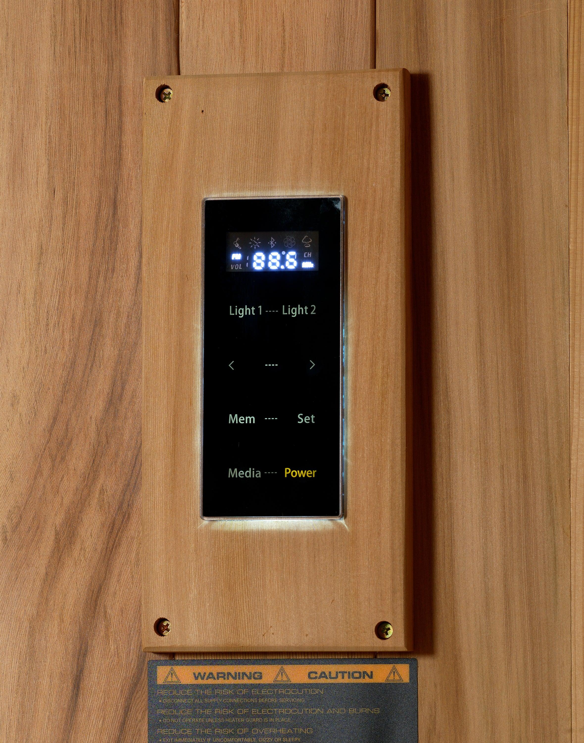 Elegant Golden Designs Hanko 2 Person Indoor Traditional Steam Sauna GDI-7202-01 with Interior Lighting and Digital Controls