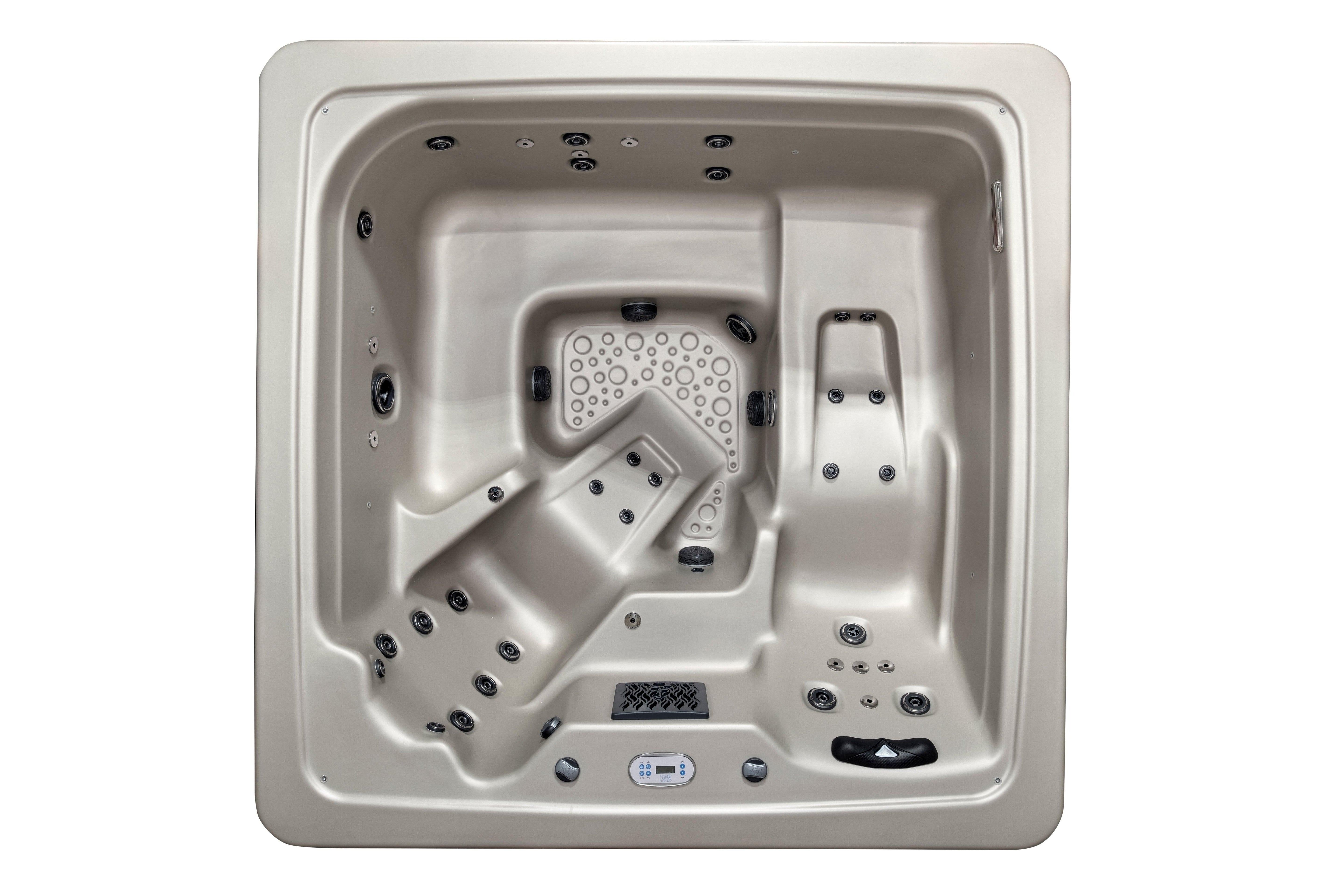 Relaxing in the Cyanna Valley Galaxy 6 Person 41-Jet Square Hot Tub Spa with Ozonator under the starry night sky