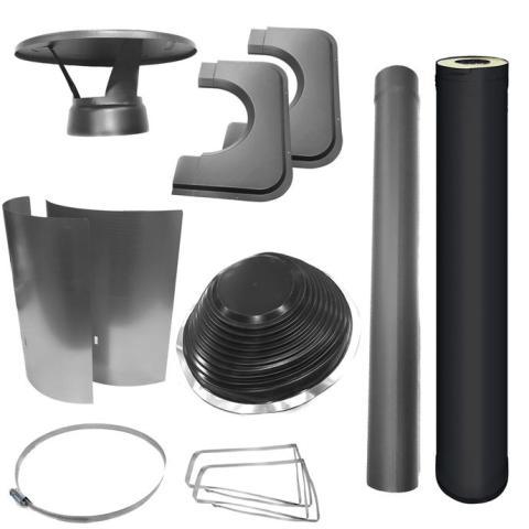 Harvia 1000500M Chimney & Assembly Kit for Barrel Sauna, Flat Roof Black, durable and weather-resistant chimney and assembly kit for outdoor sauna