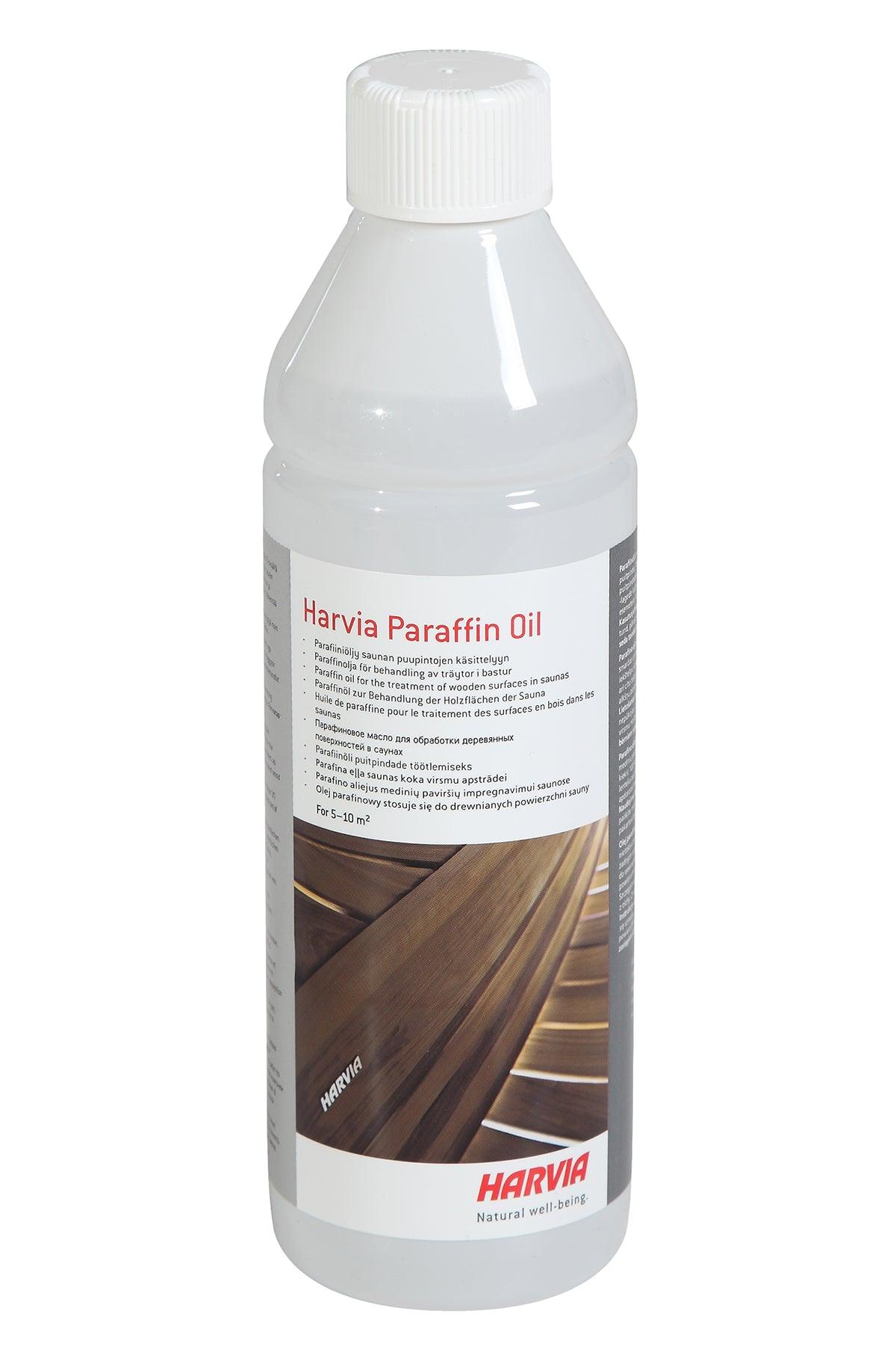 Harvia Sauna Wood Paraffin Oil, 169oz (500ml) for nourishing sauna benches and enhancing natural wood appearance