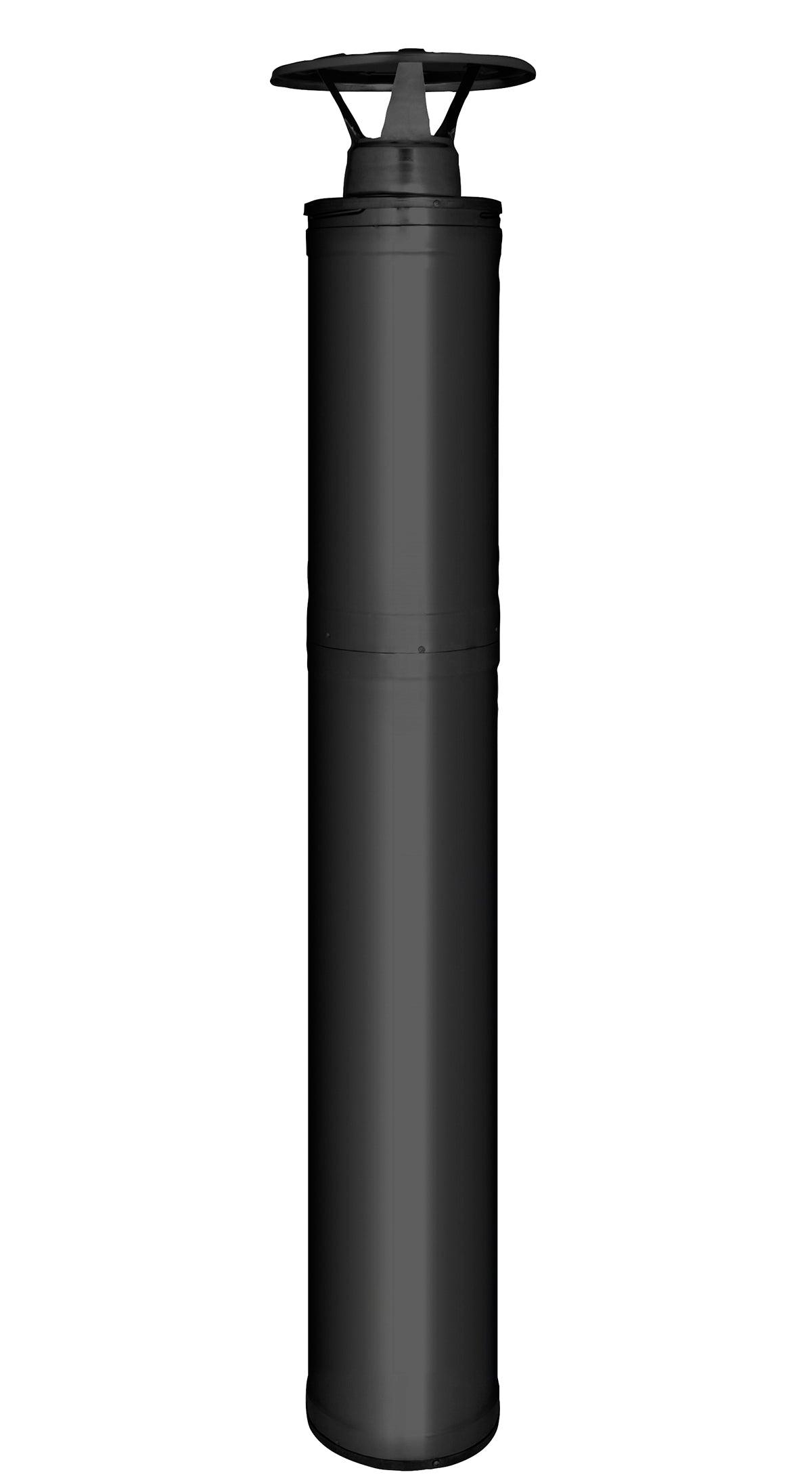 Black steel Harvia sauna wood stove chimney extension, 1500mm in length