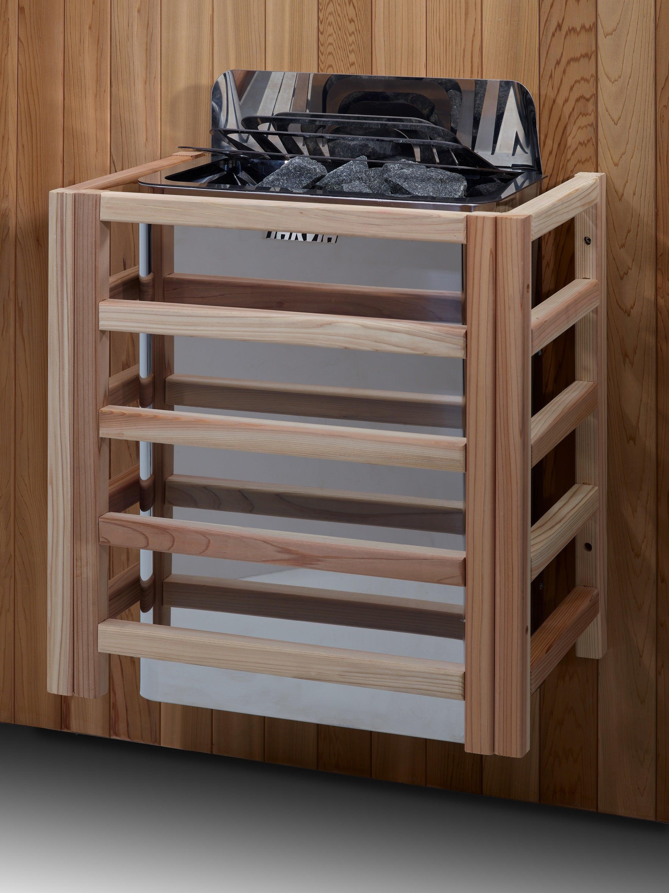 Outdoor hybrid full spectrum IR and traditional sauna with seating for 5 people in Golden Designs Gargellen GDI-8125-01