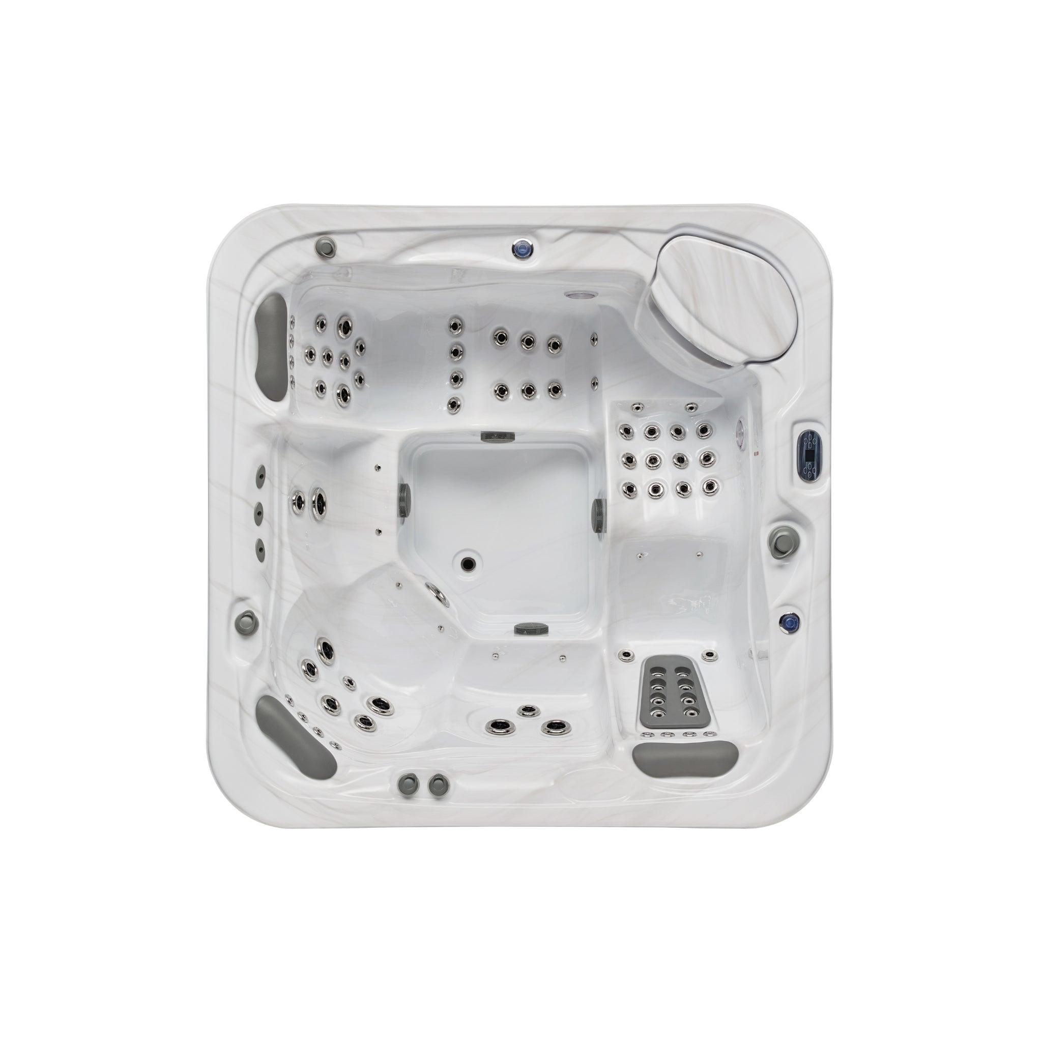 Large Infinity 5 person hot tub spa with 77 jets, dual lounger and Bluetooth, model WS-594-CGE, great for relaxation and entertainment