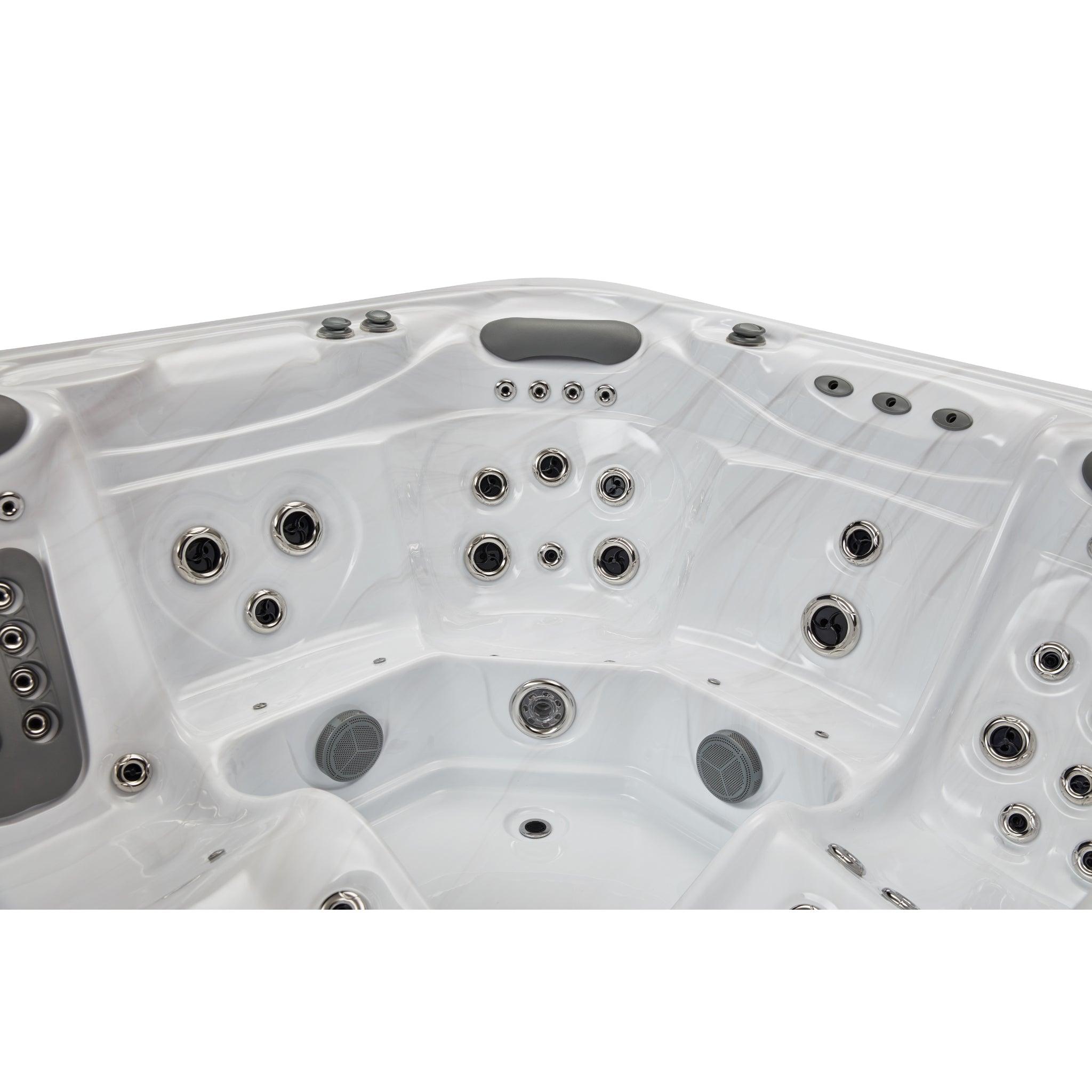 Spacious Infinity 5 Person Hot Tub Spa featuring 77 powerful jets and dual lounger with Bluetooth connectivity - model WS-594-CGE
