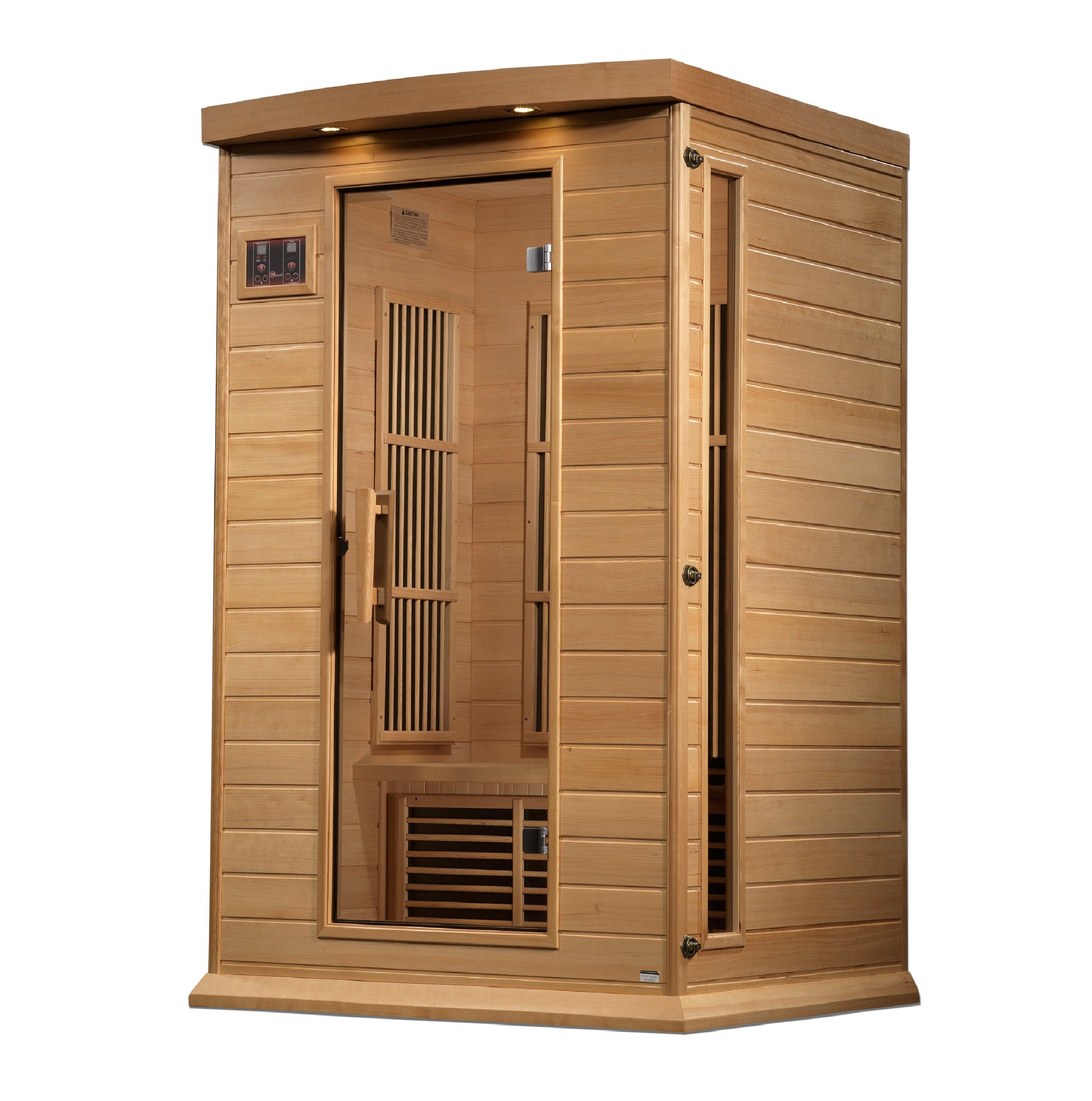 Two-person Canadian Hemlock FAR Infrared Sauna with Near Zero EMF (Under 2MG) for a detoxifying and relaxing experience