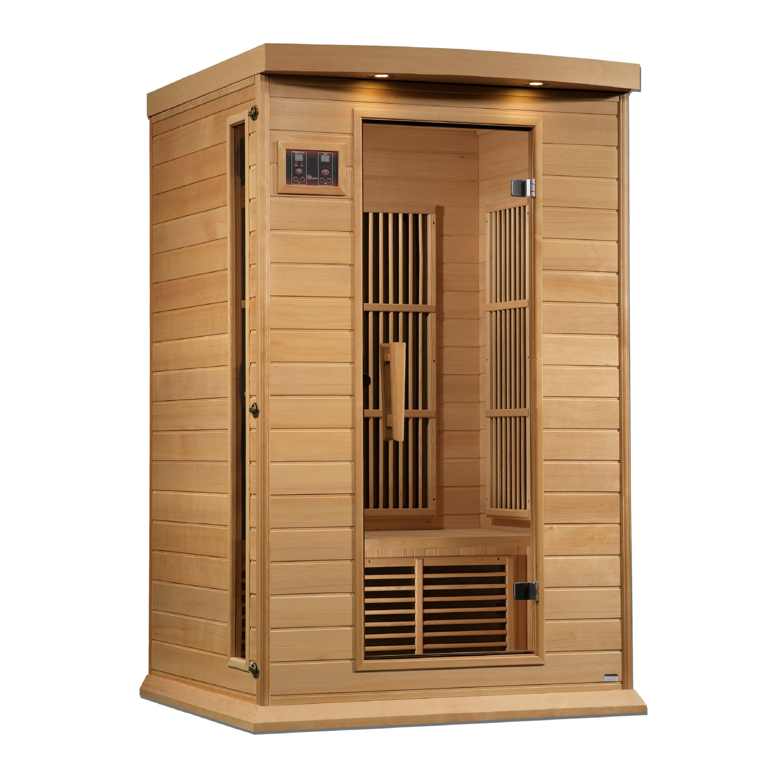Two-person FAR infrared sauna made of Canadian Hemlock with near zero EMF
