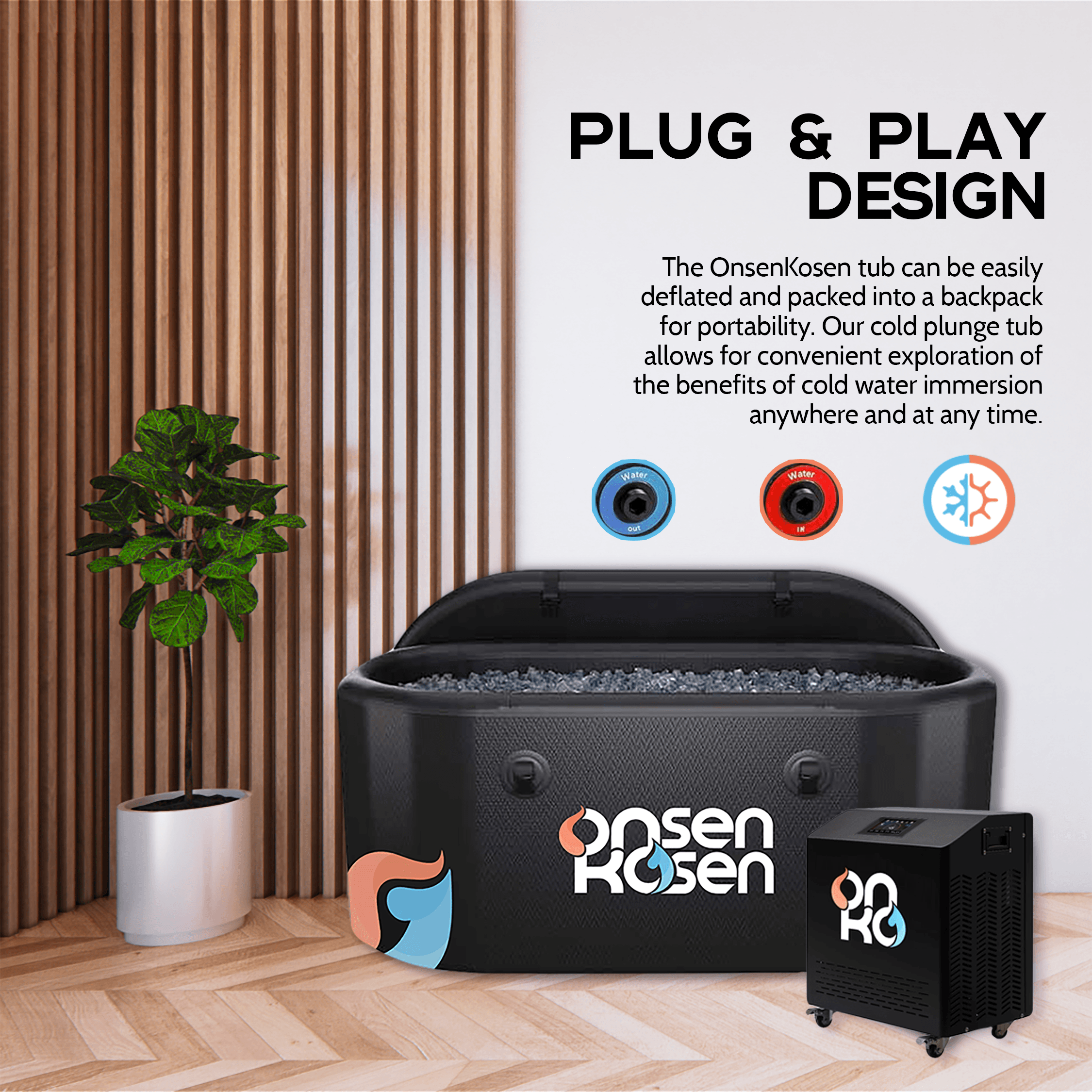 A close-up of the OnsenKosen Dogo Mini 1 Person Therapy Tub showing its ergonomic design and comfortable seating area