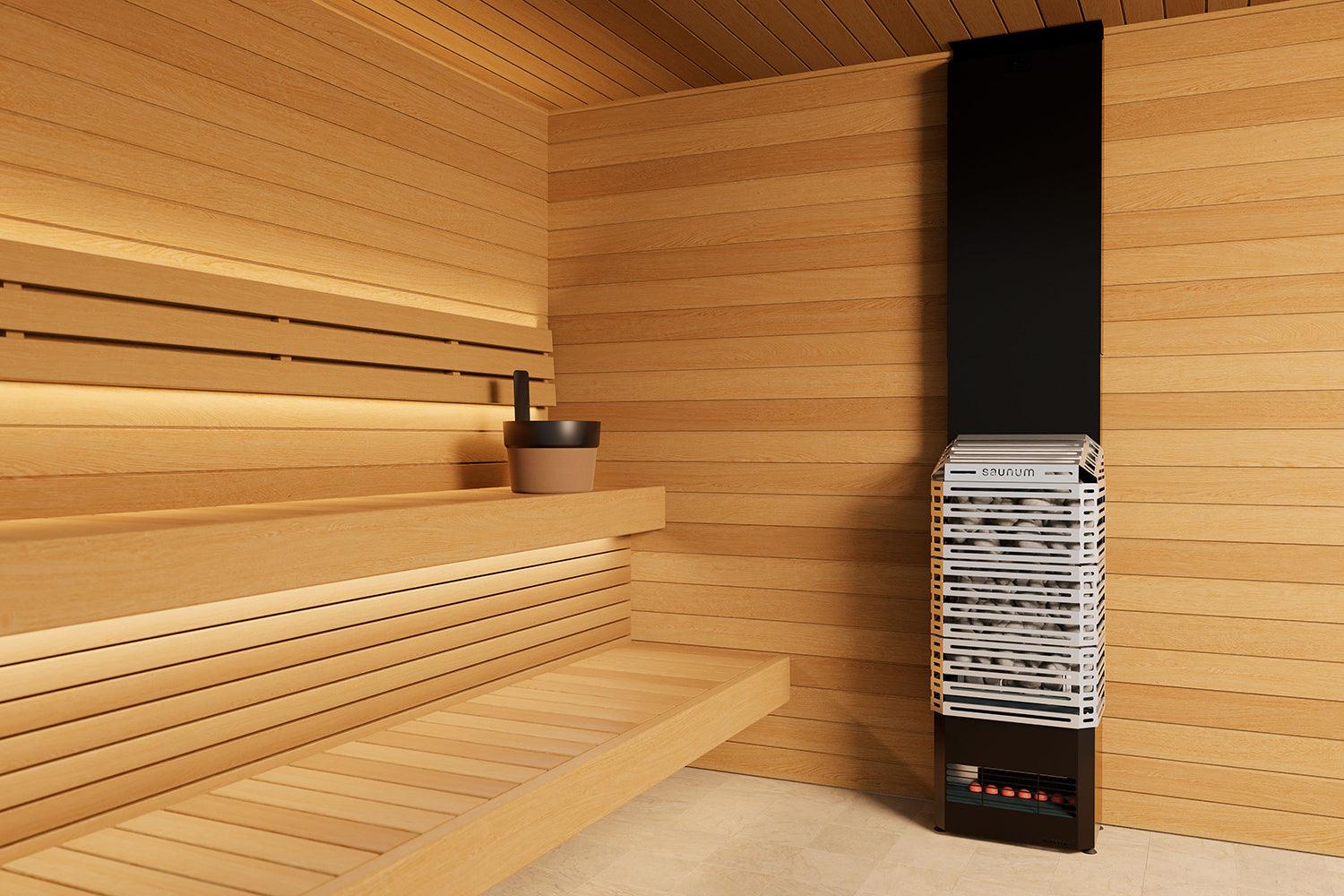 Compact and space-saving design of Sausum Sauna Heater Air Series 64kW w/Climate Equalizer for easy installation in any sauna room