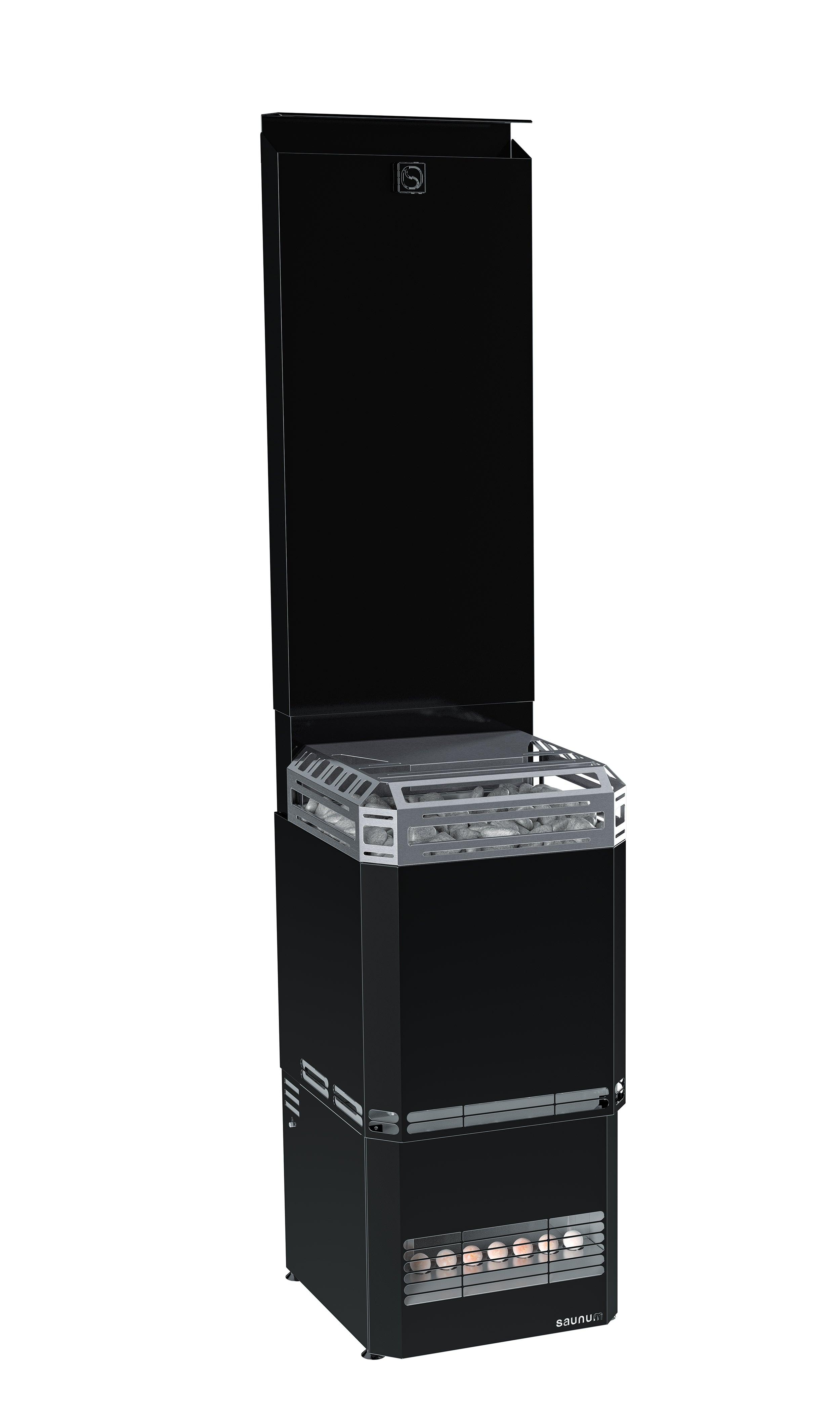 Modern design of Sausum Sauna Heater Air Series 64kW w/Climate Equalizer with sleek black and silver finish