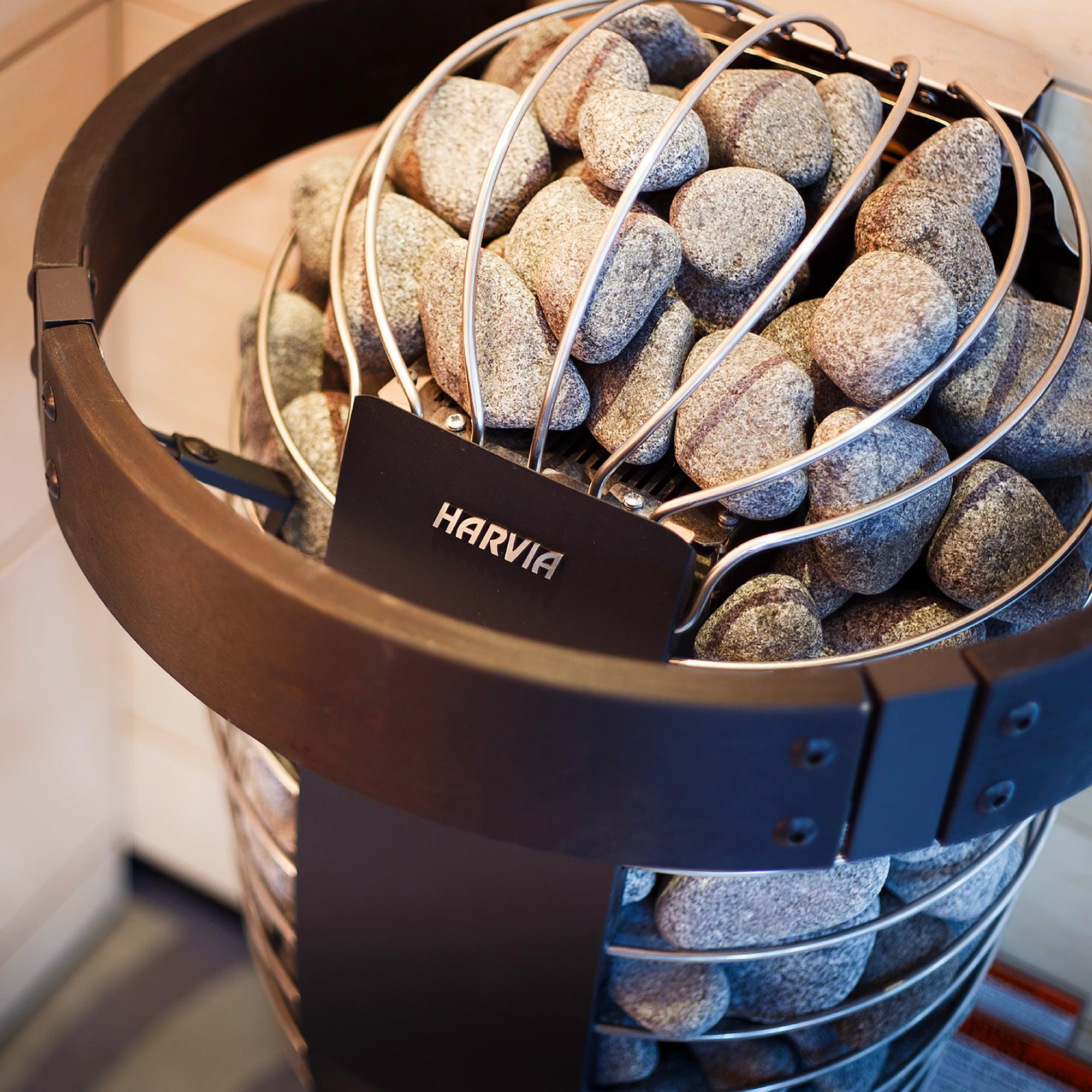 Harvia Spirit Series 6kW Sauna Heater with stainless steel exterior and digital control panel