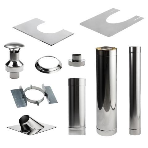 Sauna wood stove chimney extension set designed for easy installation through ceiling vent