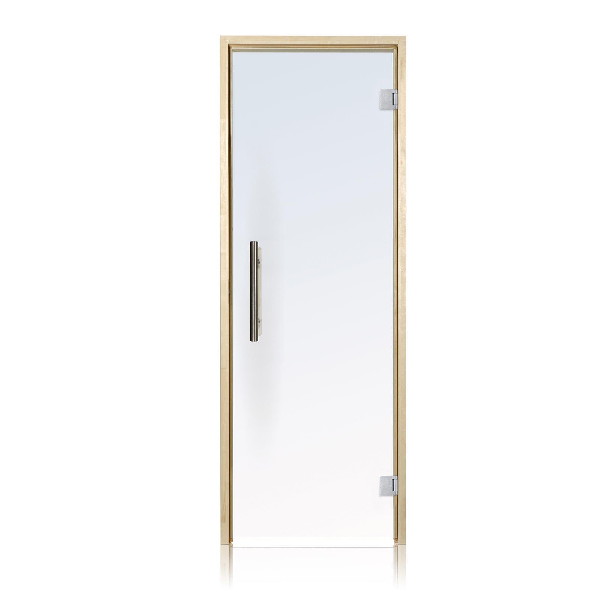 PROSAUNAS 24x81 Prehung Sauna Glass Door with Clear Tempered Glass Panels and Stainless Steel Hardware for Easy Installation and a Sleek, Modern Look