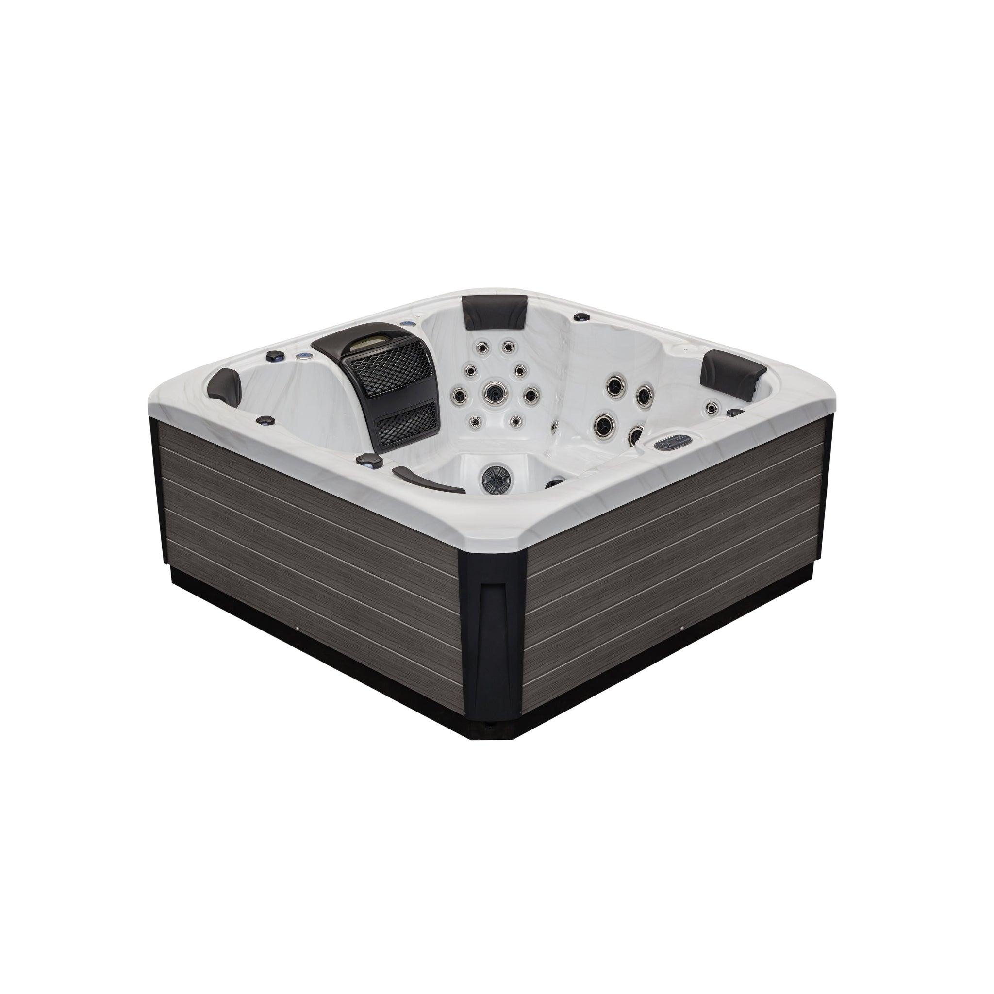 Relaxing in the luxurious Victoria 6 Person Hot Tub Spa Lounger with Bluetooth WS-693, enjoying a soothing hydrotherapy experience