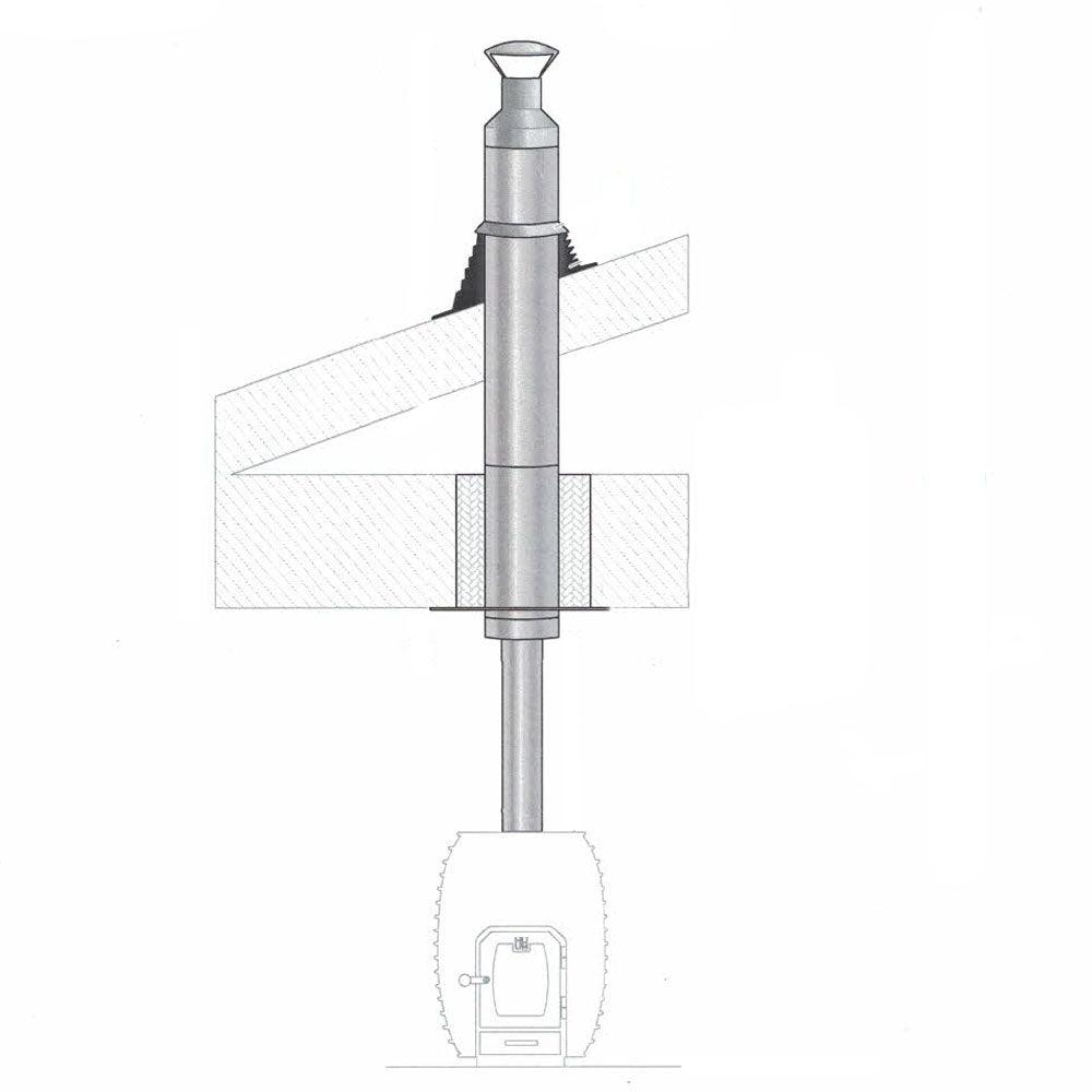 Sauna Wood Stove Chimney Set, Thru-Ceiling