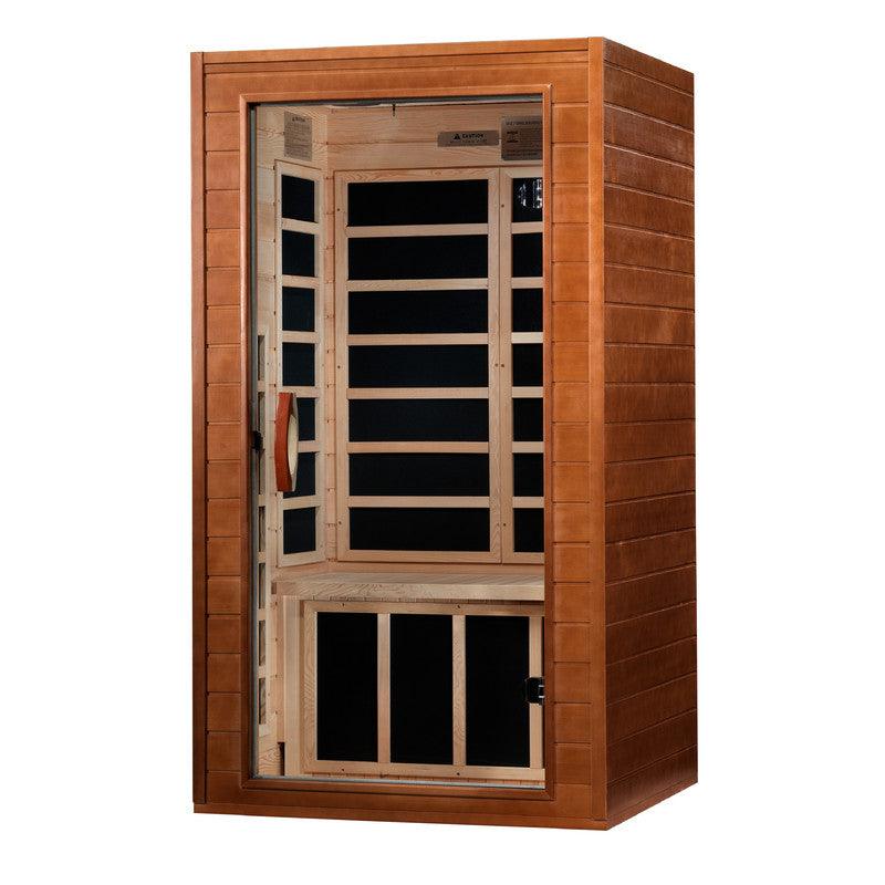 Two-person low EMF FAR infrared sauna made of Canadian Hemlock wood