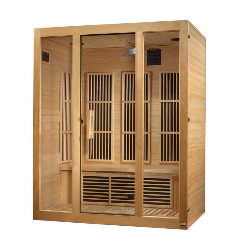 Spacious 3-person sauna with low EMF (under 8MG) for a safe and relaxing experience