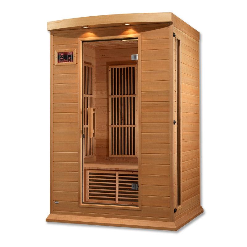 Two-person low EMF FAR infrared sauna made of Canadian Hemlock wood