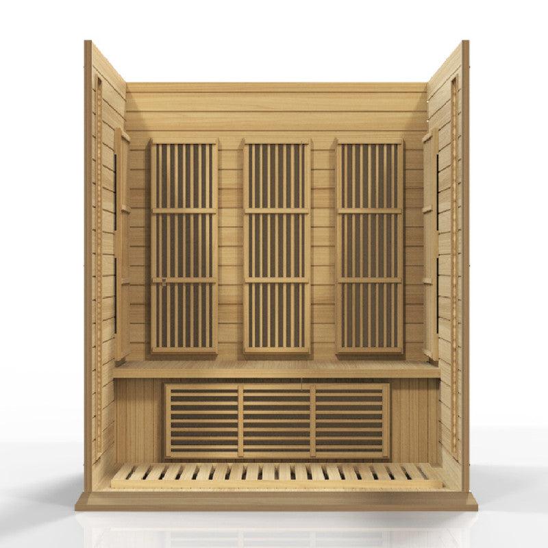 Maxxus 3-Person Low EMF (Under 8MG) FAR Infrared Sauna (Canadian Hemlock) designed for easy assembly with no special wiring required