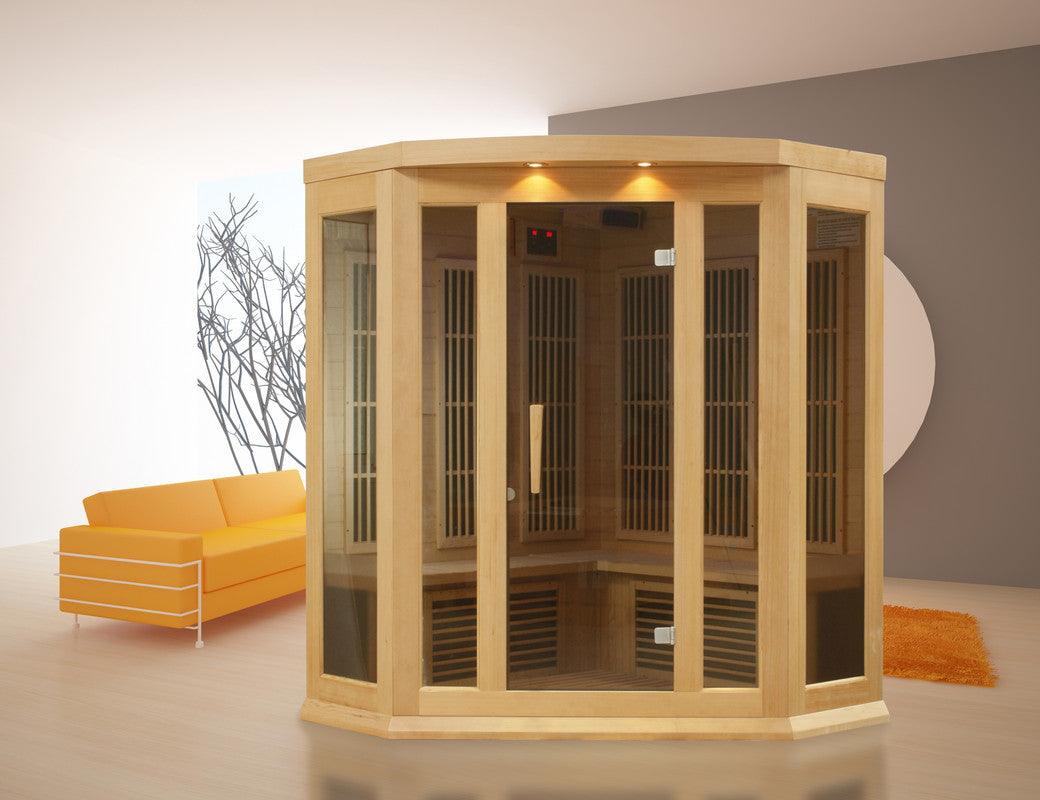 Maxxus 3-Person Corner Low EMF FAR Infrared Sauna for home spa