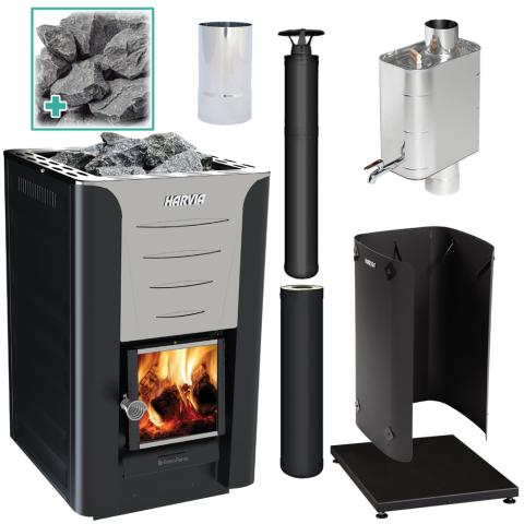 Harvia Pro 20 Deluxe Wood Burning Stove Kit BK, an efficient and stylish heating solution for your home or outdoor space