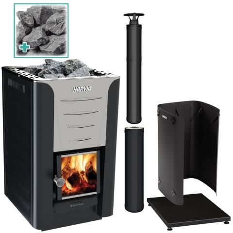 Harvia PRO 20 Wood Burning Stove Kit BK for efficient home heating and cozy ambiance