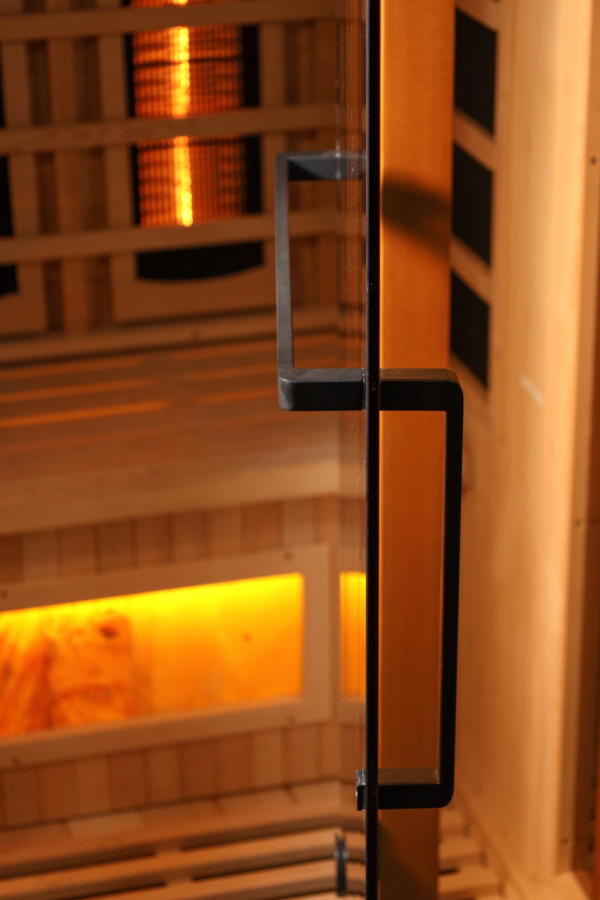 Golden Designs 2-Person Full Spectrum Near Zero EMF FAR Infrared Sauna with Himalayan Salt Bar for a relaxing and detoxifying spa experience