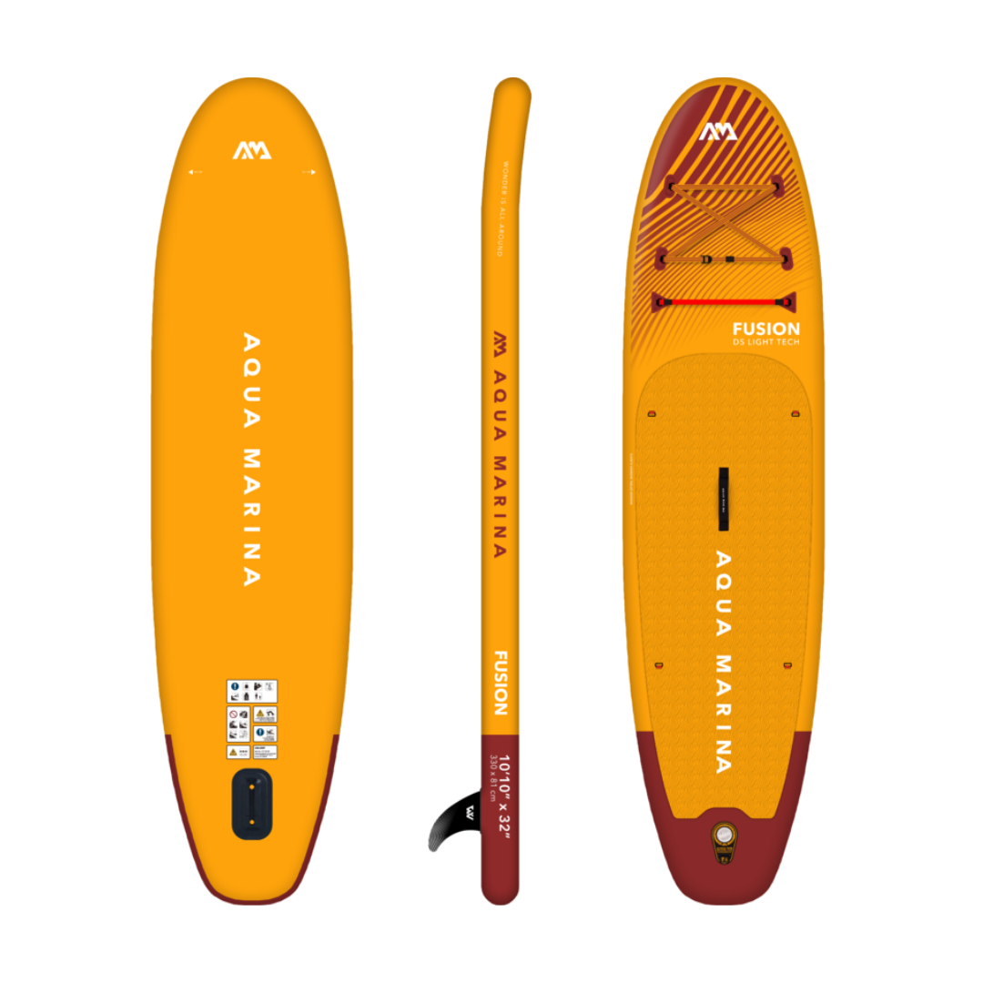 Close-up of Aqua Marina Fusion 10'10 All around Inflatable SUP Board's durable PVC material and anti-slip deck pad