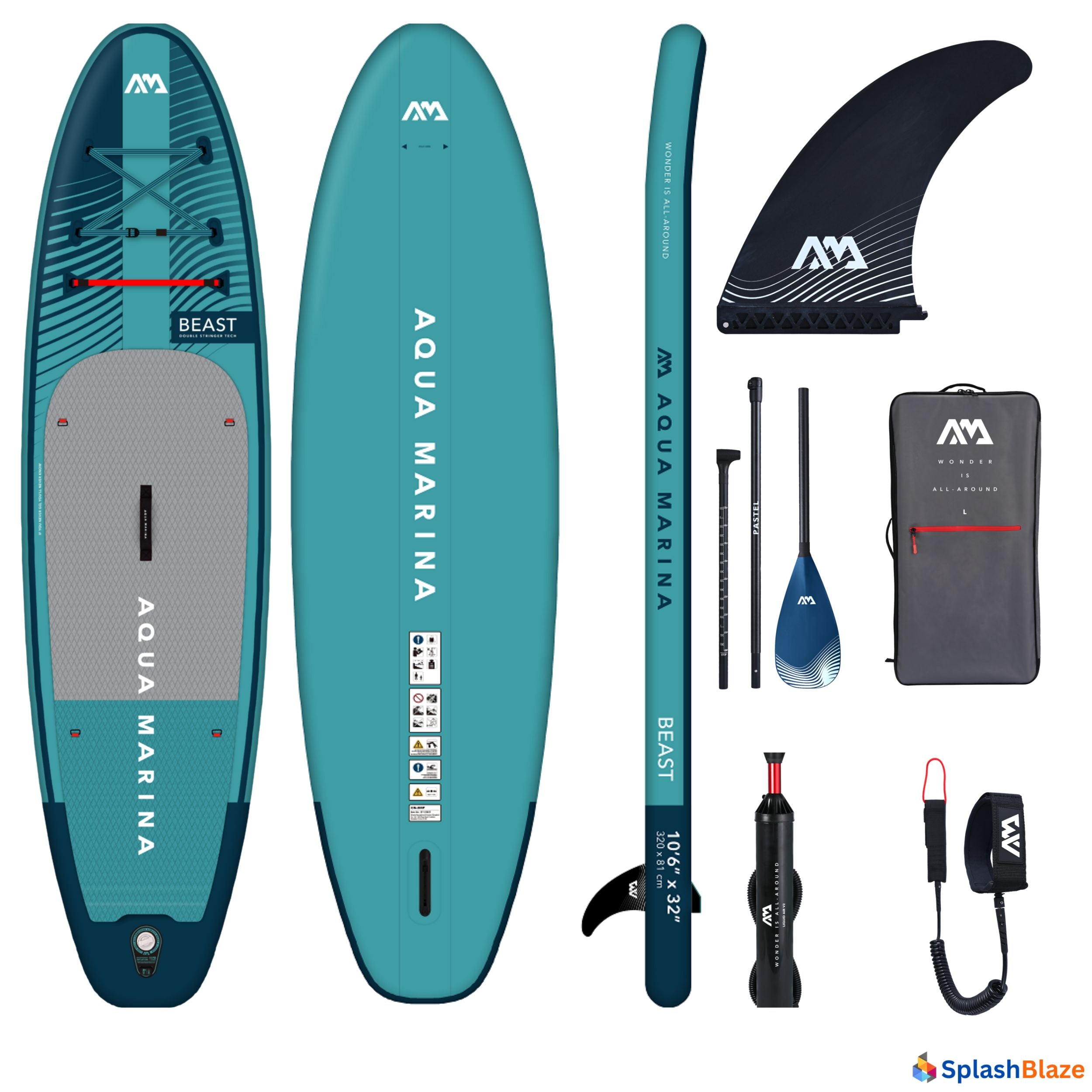 Aqua Marina Beast 10'6 All Water Inflatable SUP Board with Paddle and Pump