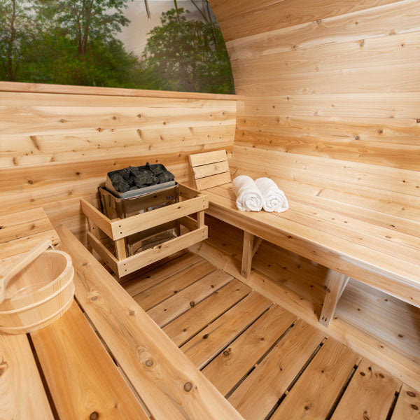  Outdoor sauna made for 3-4 people with durable construction 