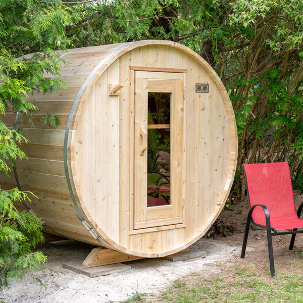 Harmony 4 Person Outdoor Barrel Sauna CTC22E - Relaxing and spacious sauna for outdoor use, perfect for up to 4 people to enjoy