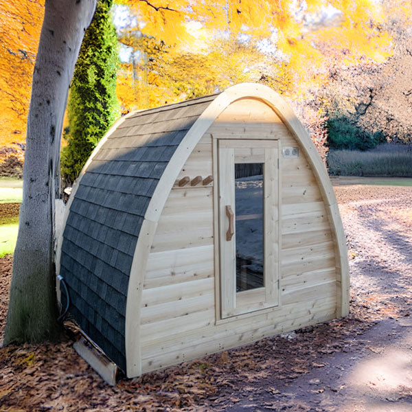 Spacious Canadian Timber 4 Person Outdoor POD Sauna with CTC77ME model