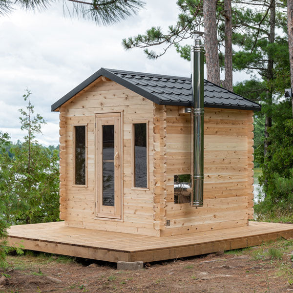 Georgian 6 Person Outdoor Cabin Sauna with Wood Finish