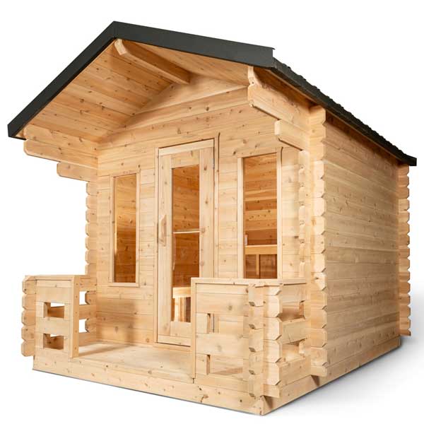 Spacious and luxurious 6 person outdoor cabin sauna with porch - the perfect addition to your backyard relaxation oasis - CTC88PE