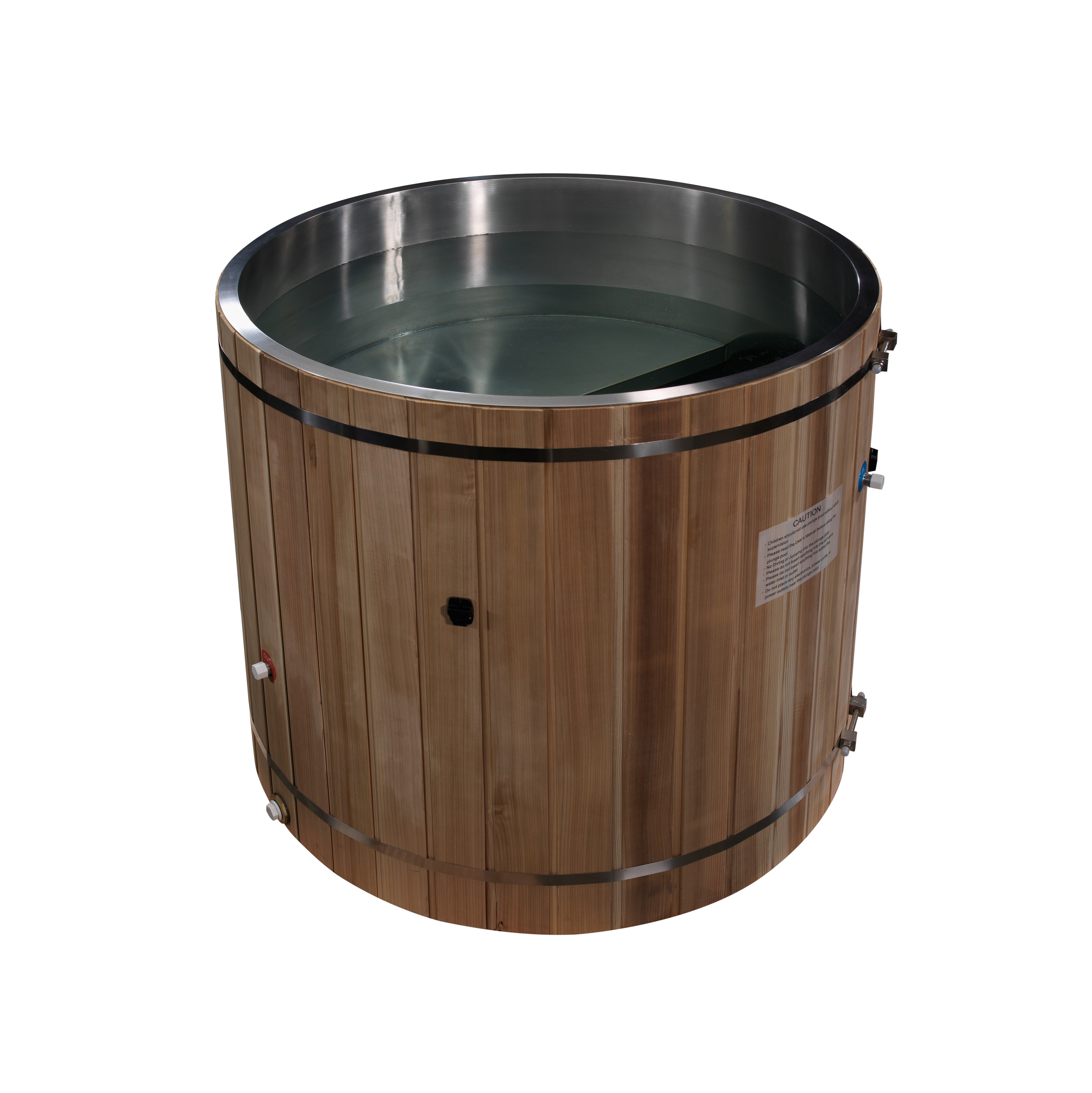 Barrel Cold Plunge/ Ice Bath 316 Ultra Stainless Steel with Pacific Cedar Exterior for Relaxation and Recovery After Workouts