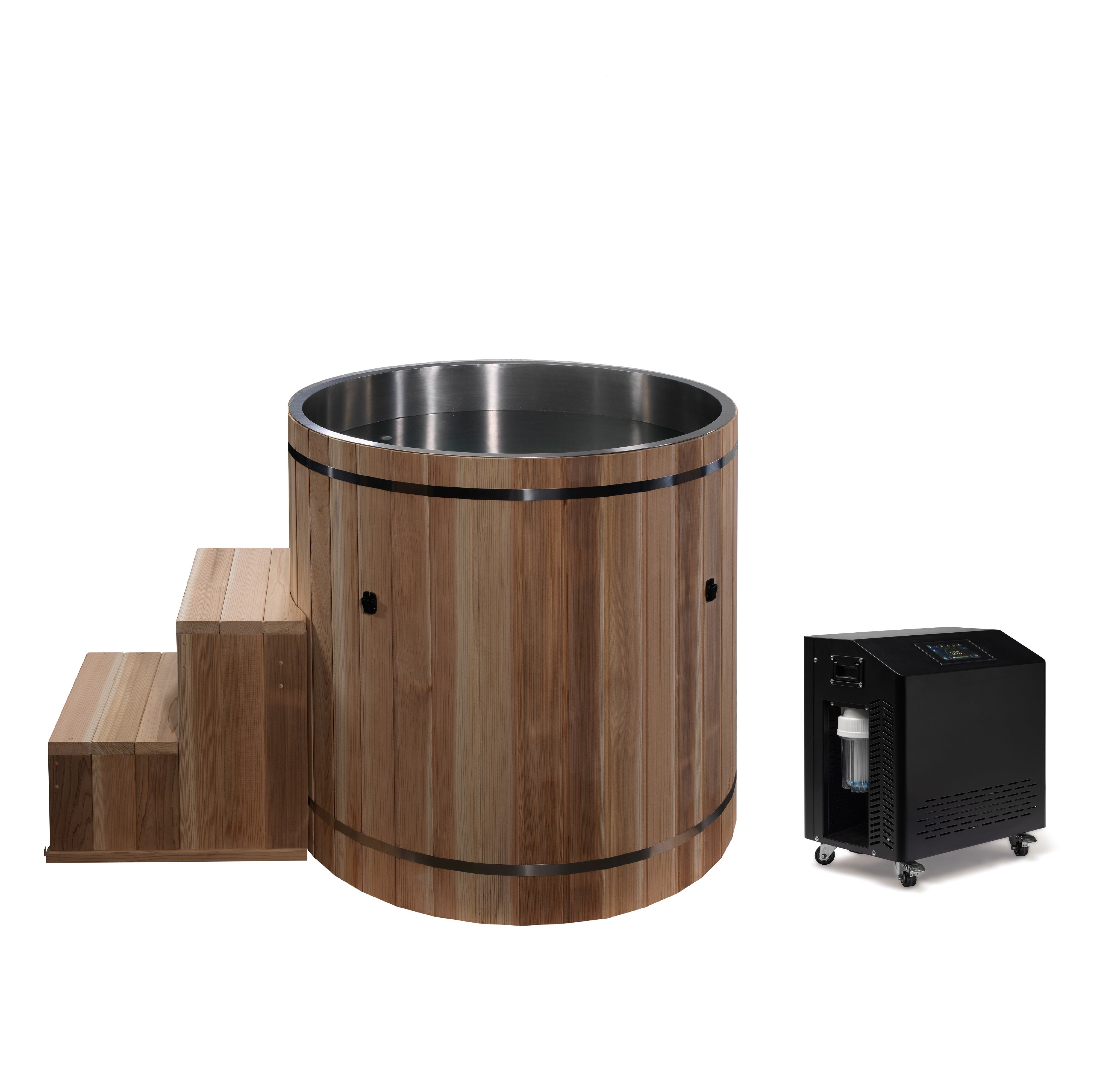 Barrel Cold Plunge/ Ice Bath Stainless Steel with Pacific Cedar Exterior By DCT