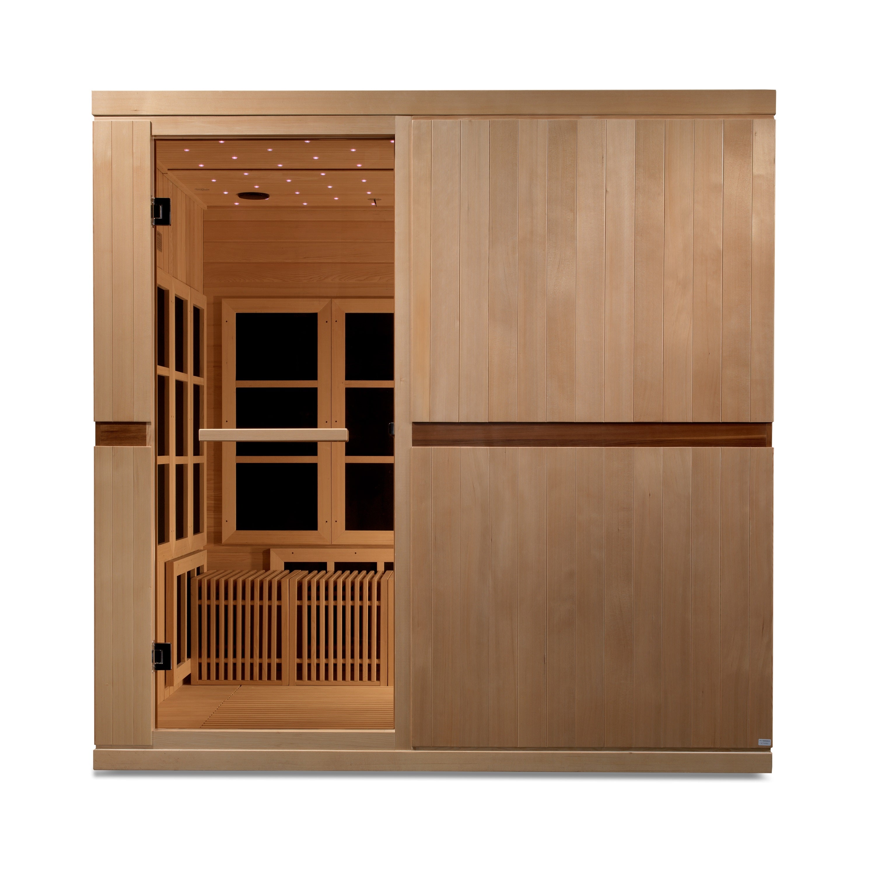 Golden Designs Catalonia 8-person indoor near zero EMF FAR infrared sauna GDI-6880-02 with spacious interior and low electromagnetic field emissions for a safe and relaxing sauna experience