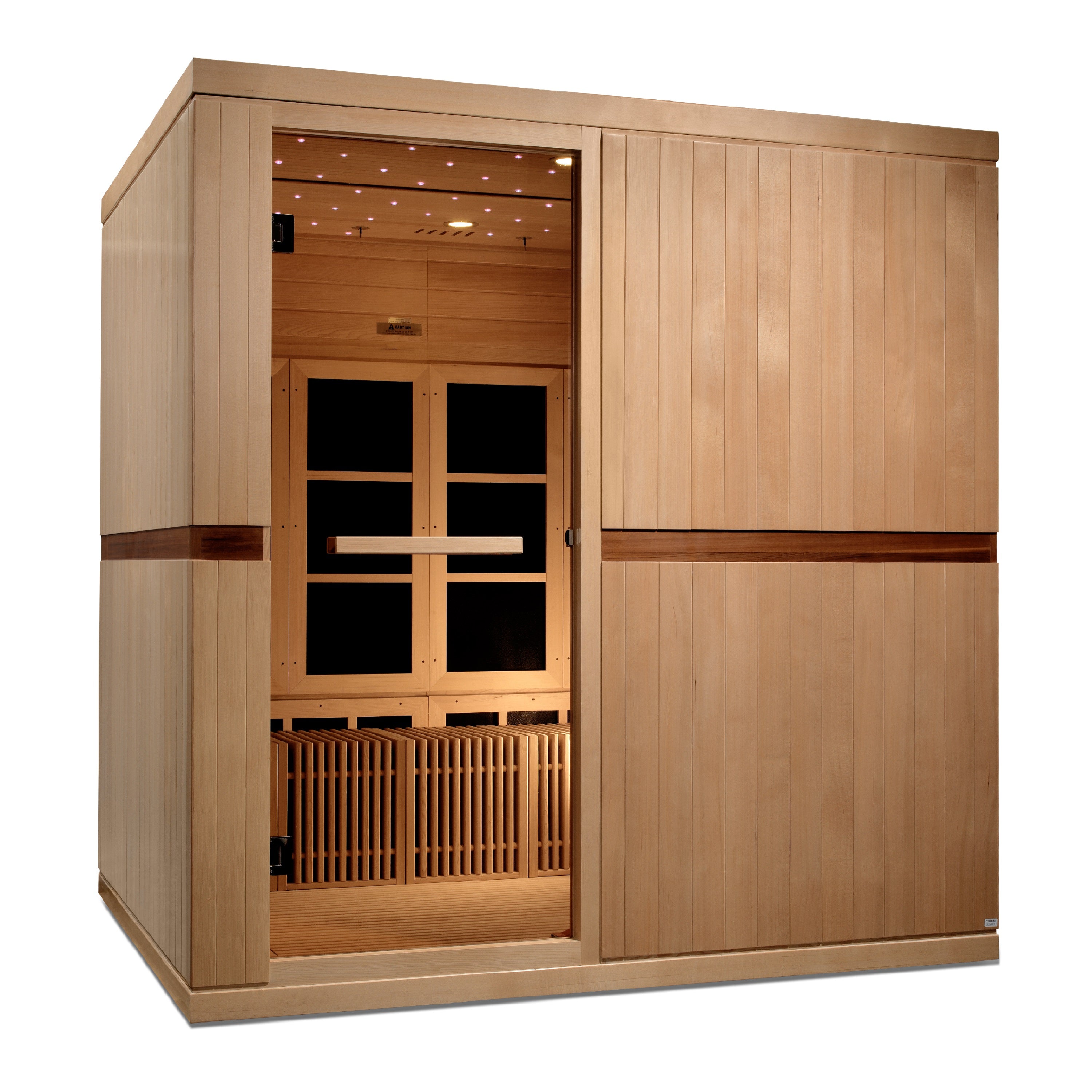 Golden Designs Catalonia 8-person indoor sauna with near zero EMF and FAR infrared technology for a relaxing and therapeutic experience