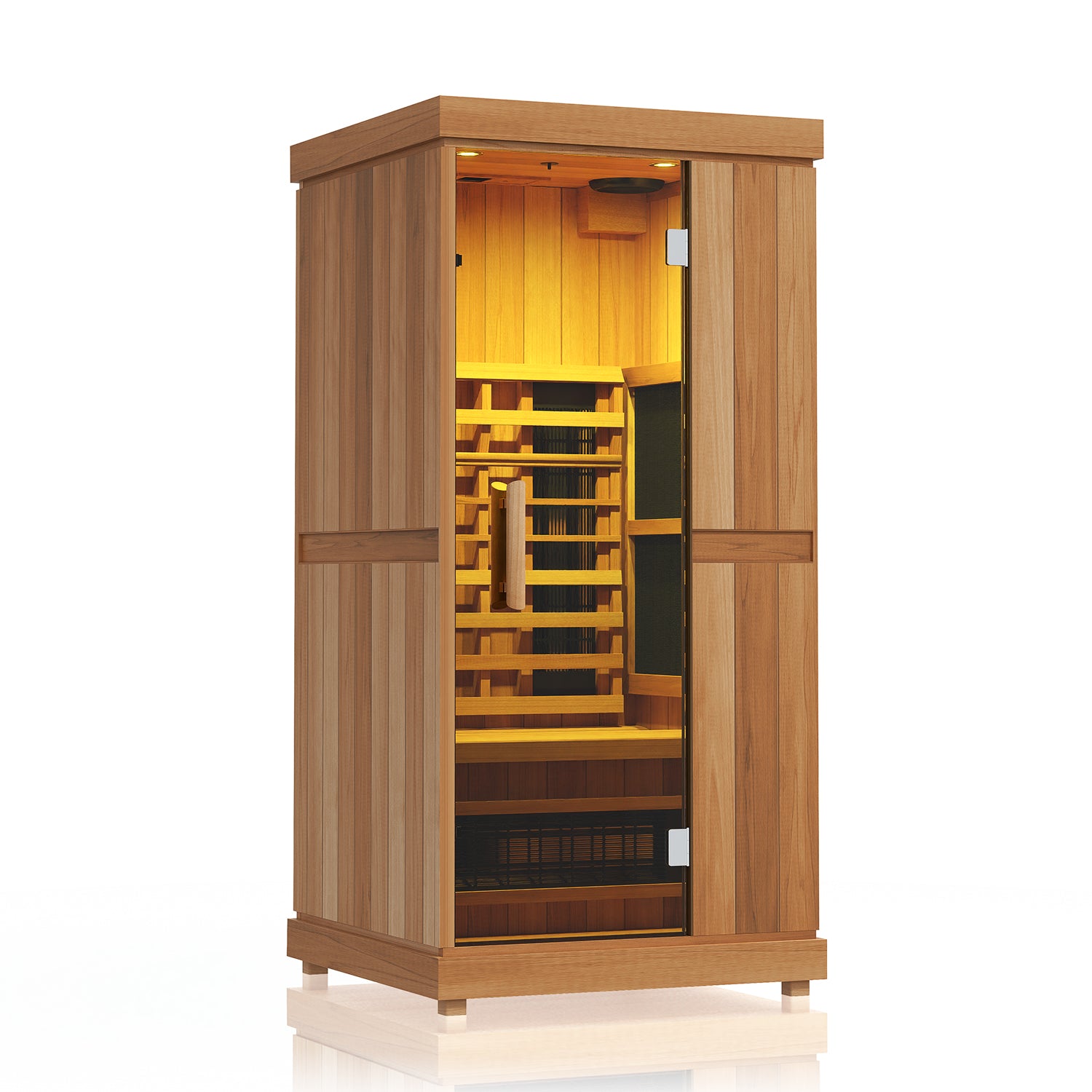 A luxurious Finnmark FD-1 full-spectrum infrared sauna for one person