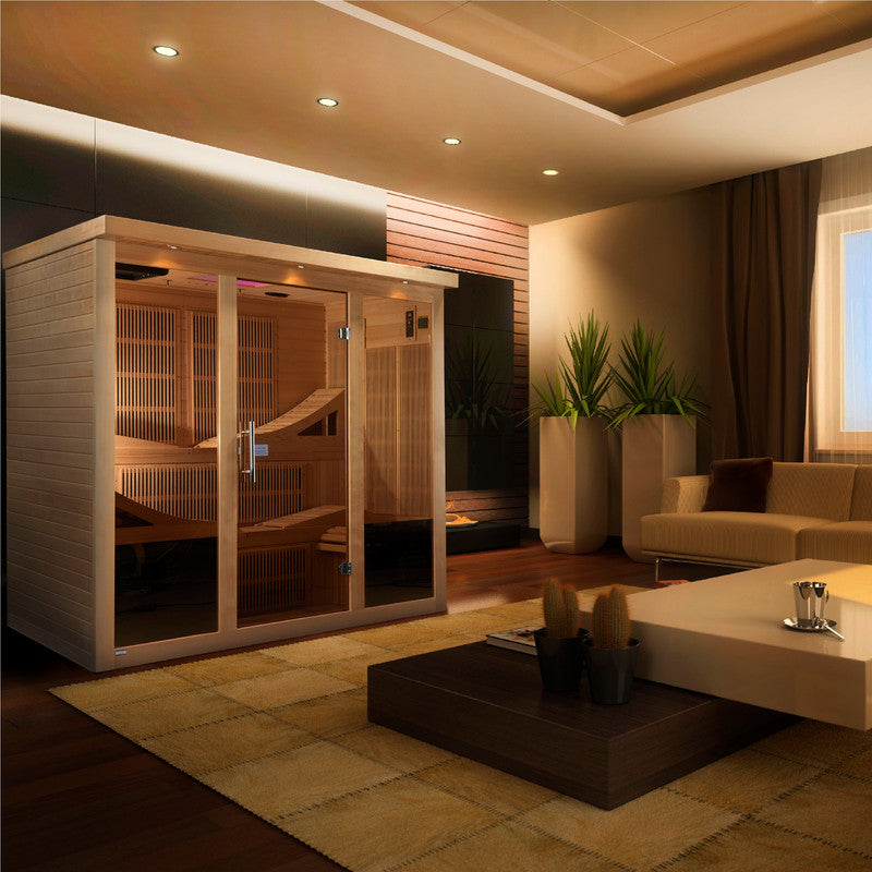 Golden Designs Monaco 6-person PureTech™ Near Zero EMF (Under 2MG) FAR Infrared Sauna (Canadian Hemlock)